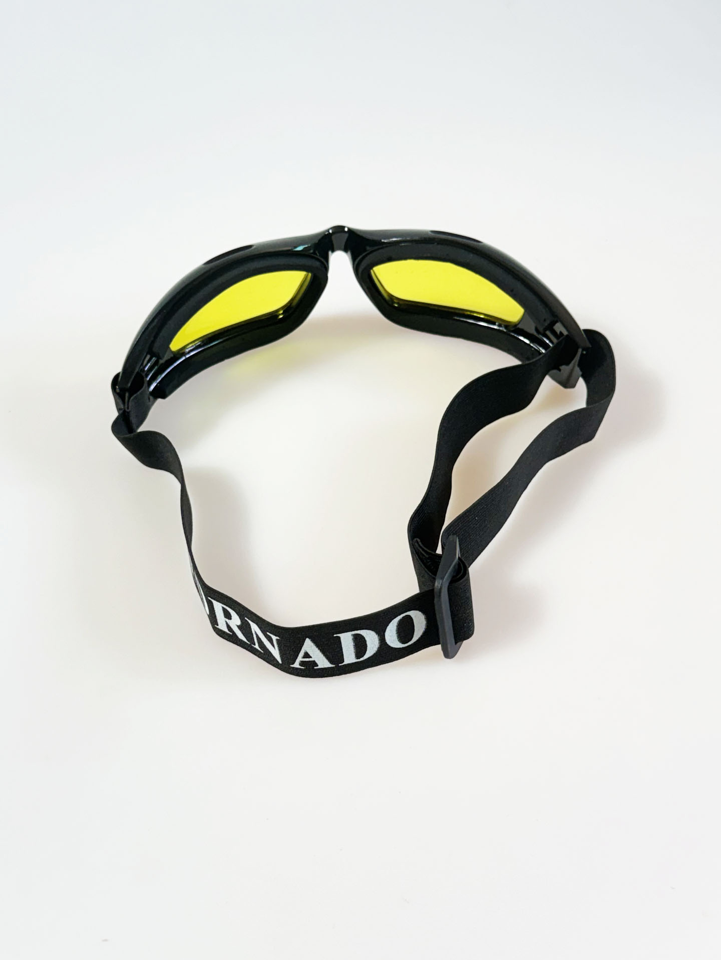 90's TORNADO Black Wraparound Goggle Yellow Tint Sunglasses