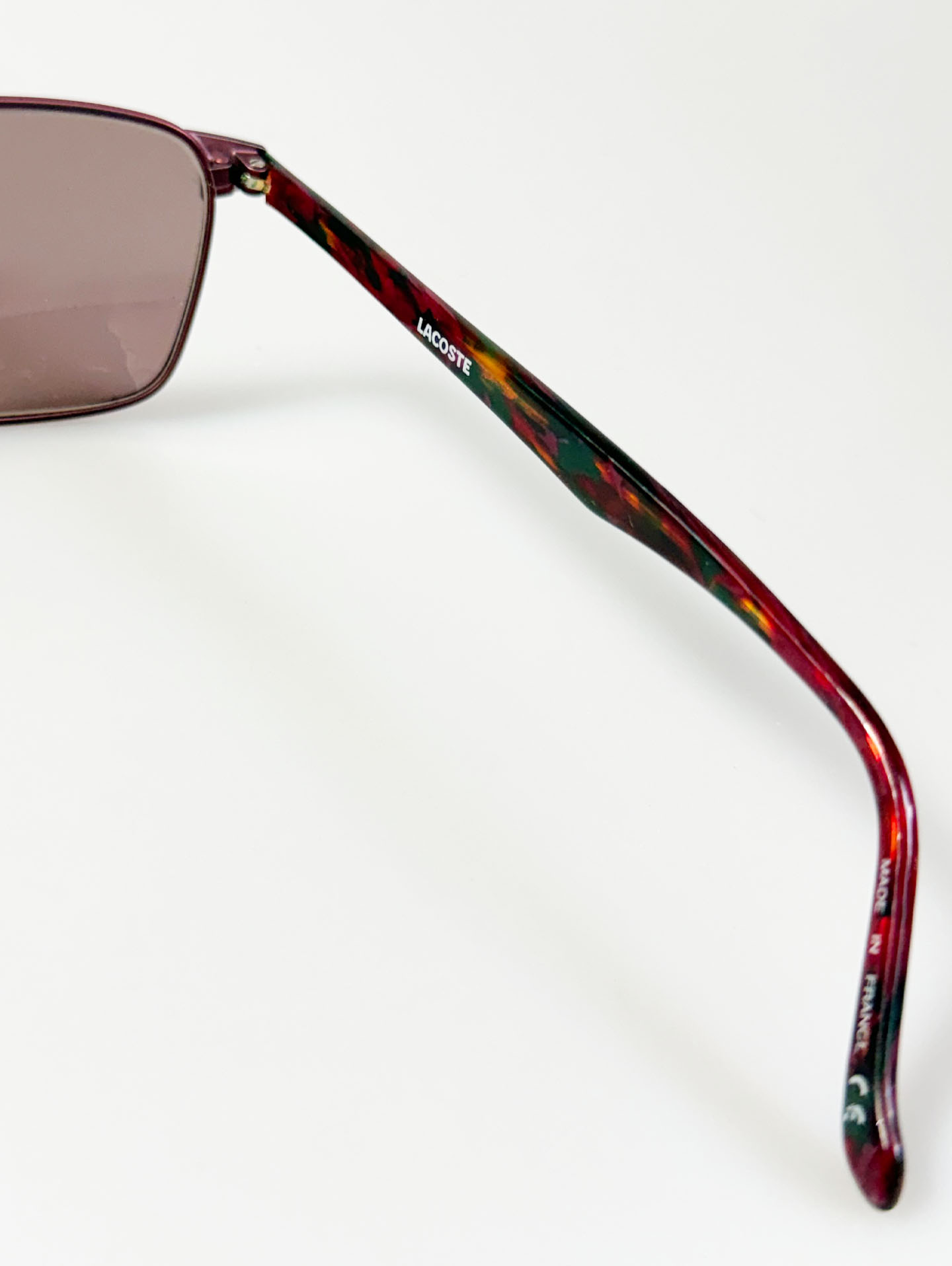90's LACOSTE Matte Dark Pink Slim Square Metal Frame Sunglasses