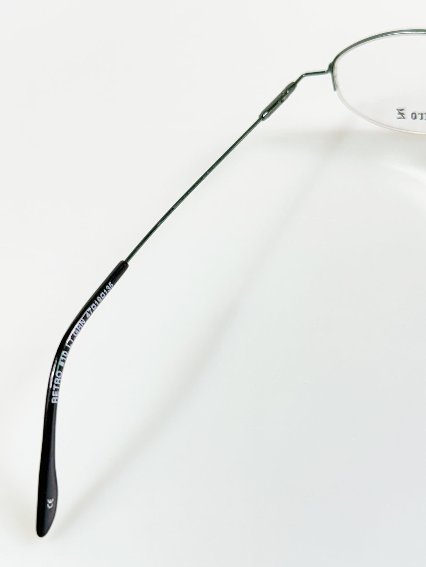 RETRO Z Green Slim Oval Half-Rim Metal Glasses