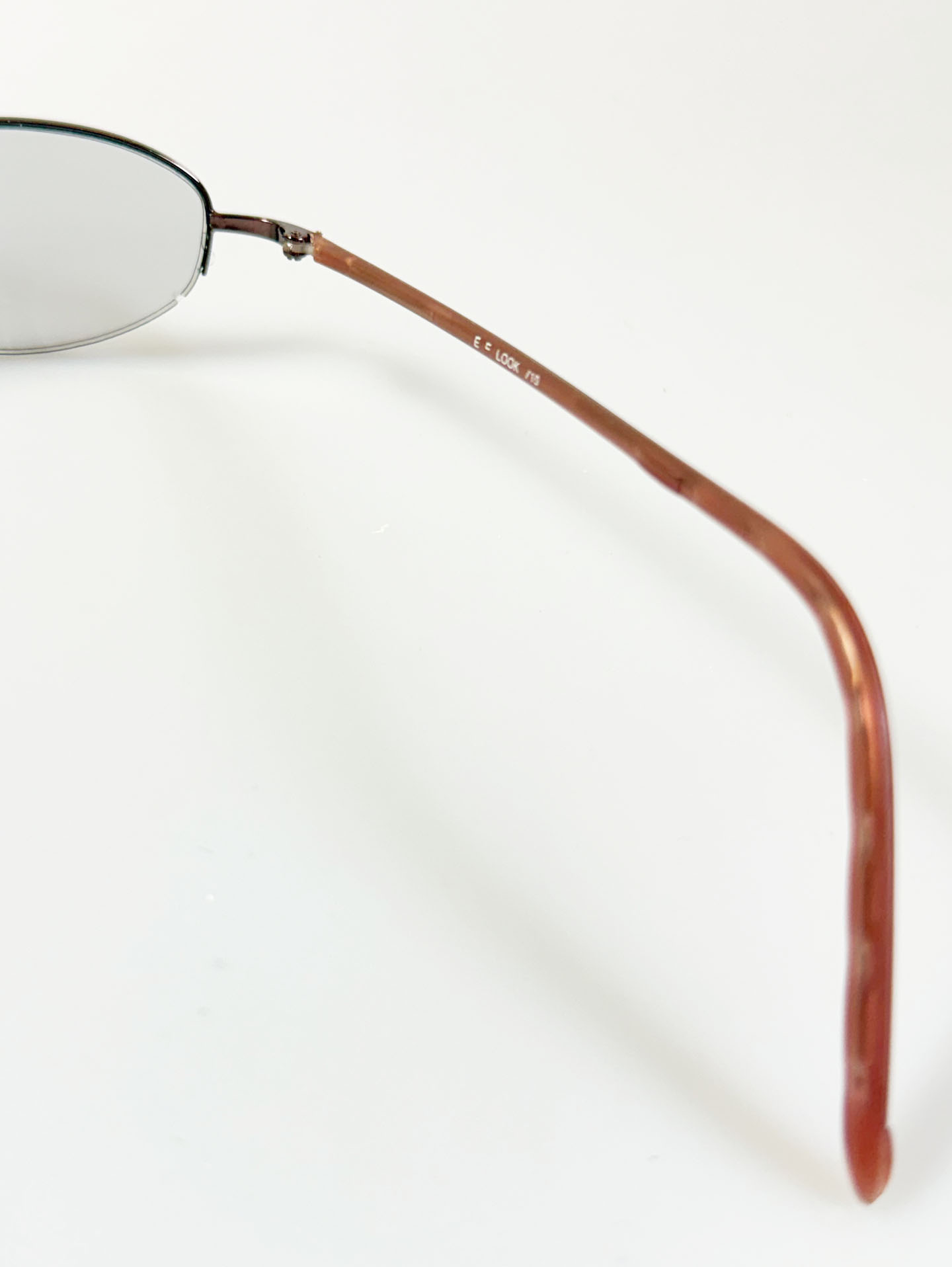 90's EYE LOOK Brown Slim Oval Semi-Rimless Metal Frame Glasses