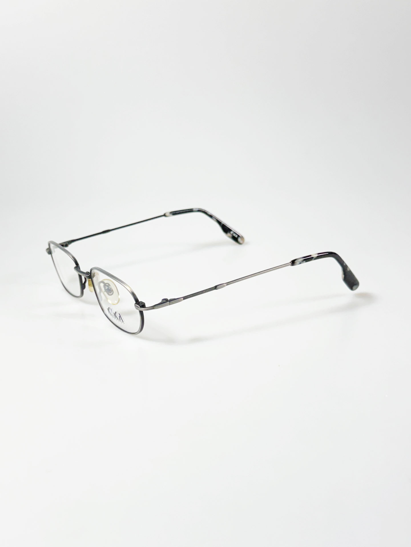 90's K!KA Matte Silver Grey Slim Square Metal Frame Glasses