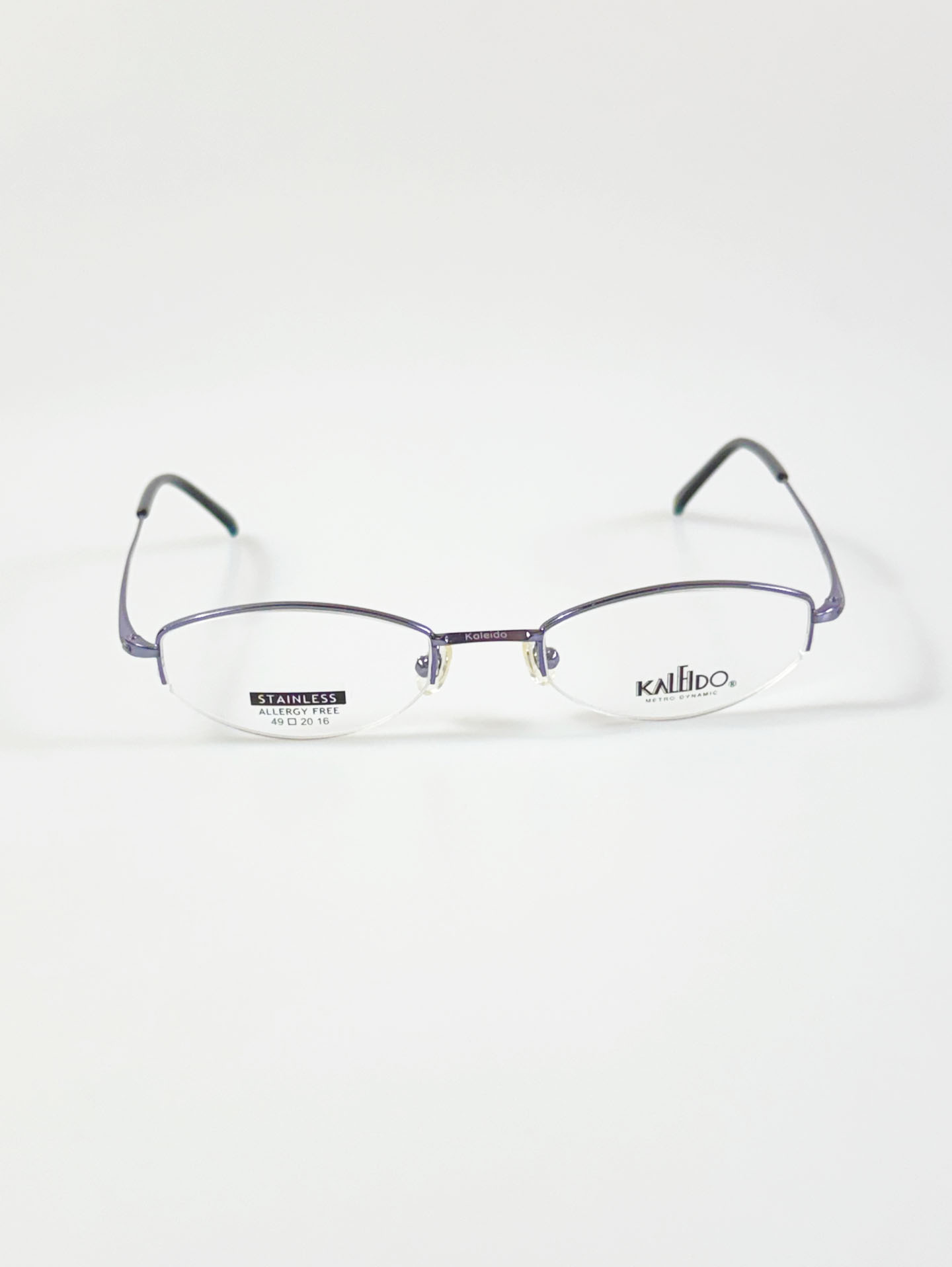 KALEIDO Purple Oval Half-Rim Metal Glasses