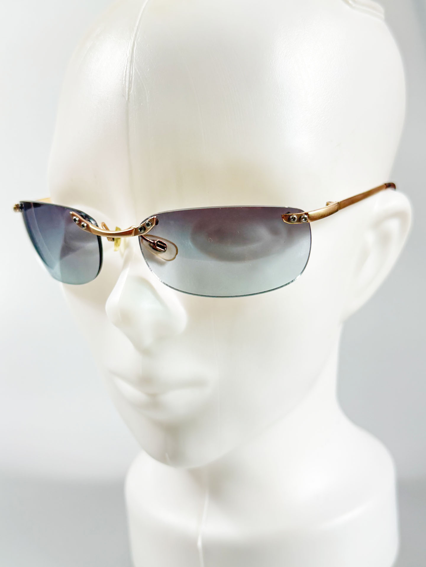 Gold Rimless Square Metal Sunglasses