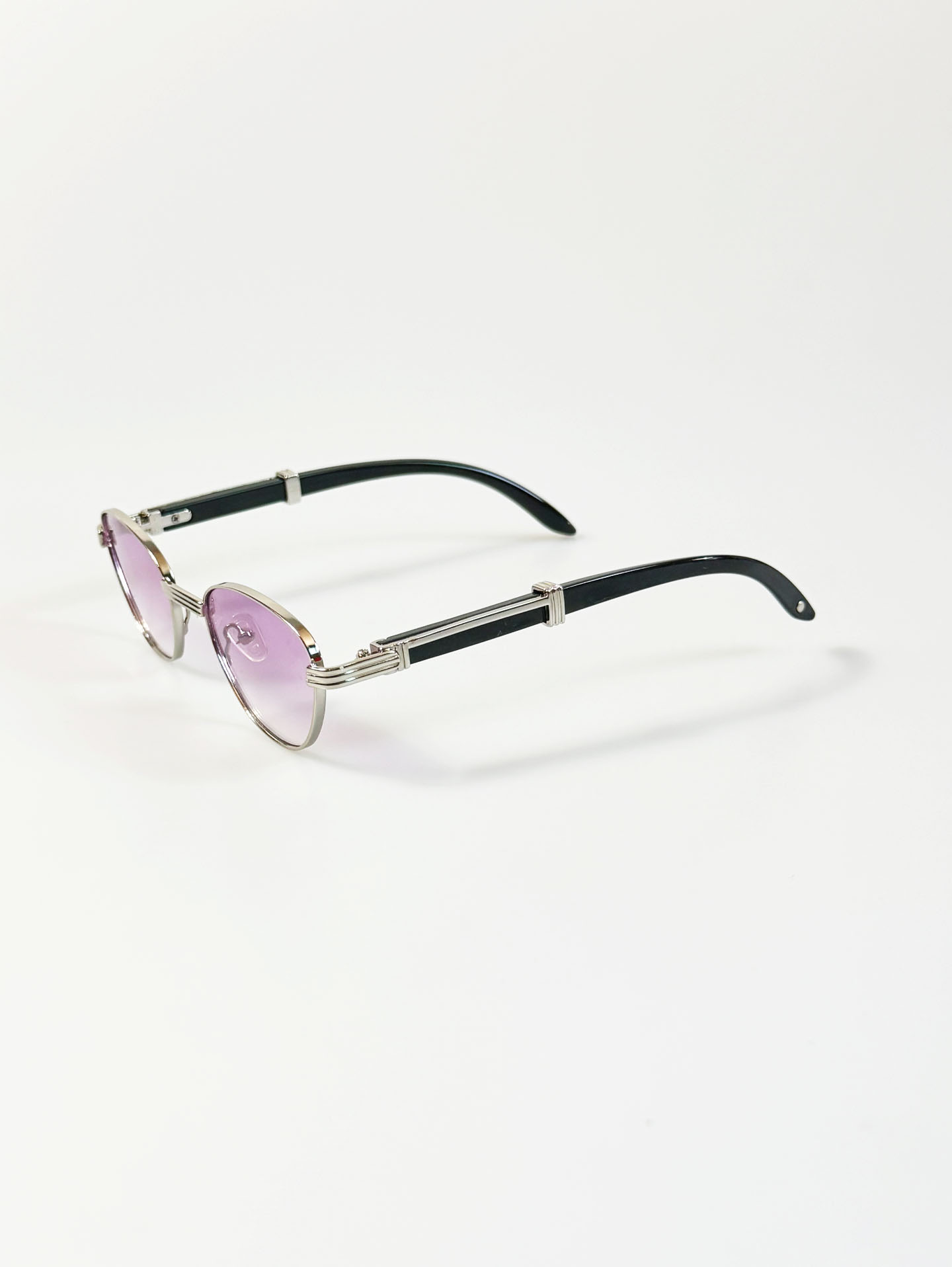 Silver Slim Oval Metal Frame Tint Sunglasses