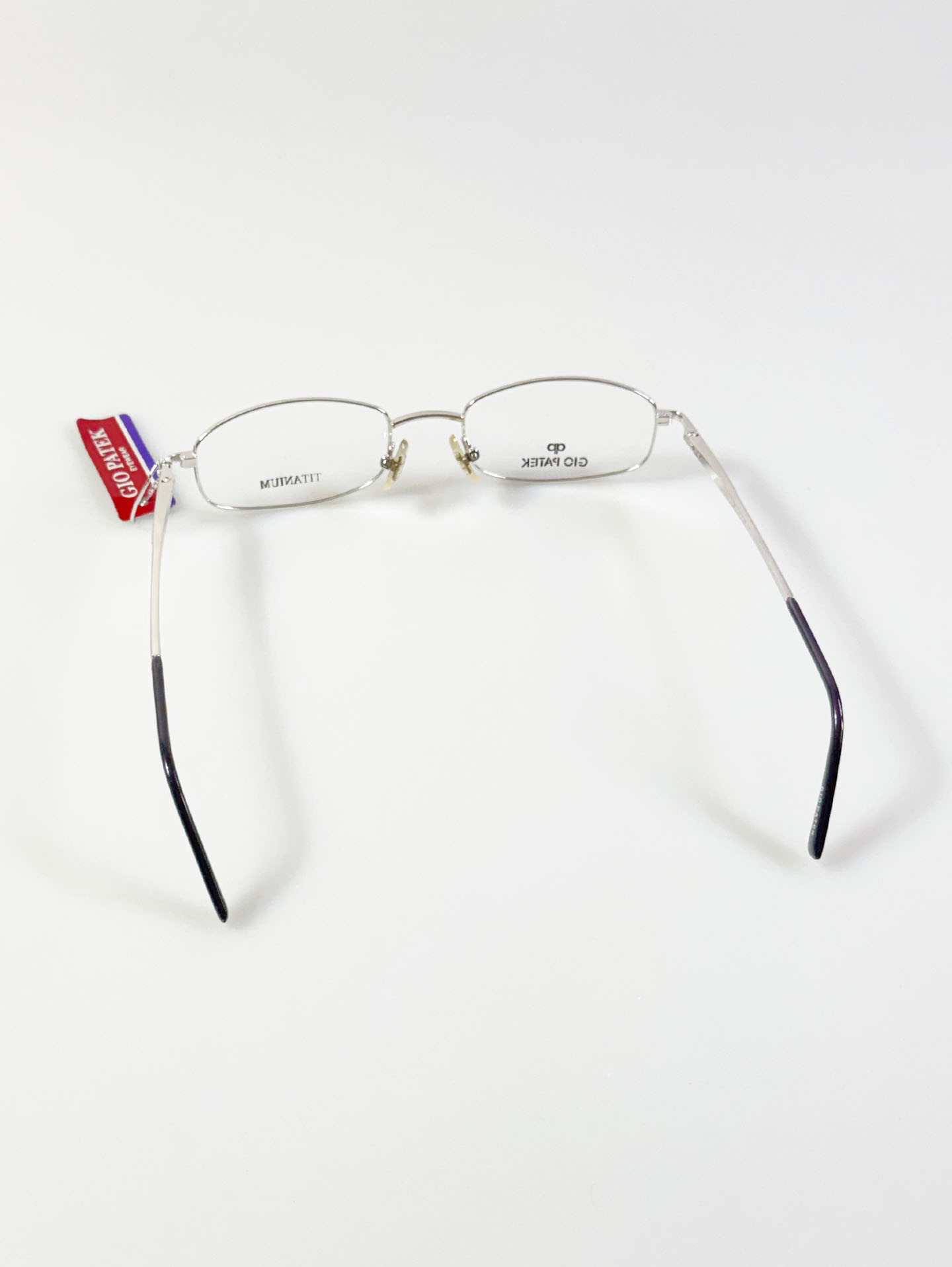 GIO PATEK Silver Titanium Slim Square Metal Frame Glasses