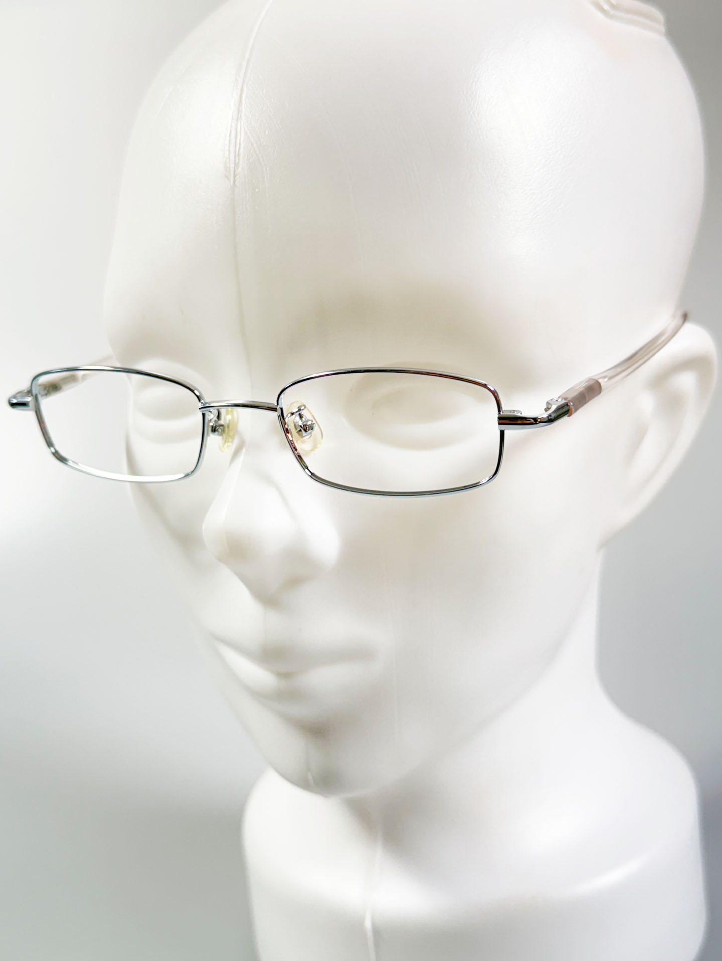 Silver Slim Square Metal Frame Glasses