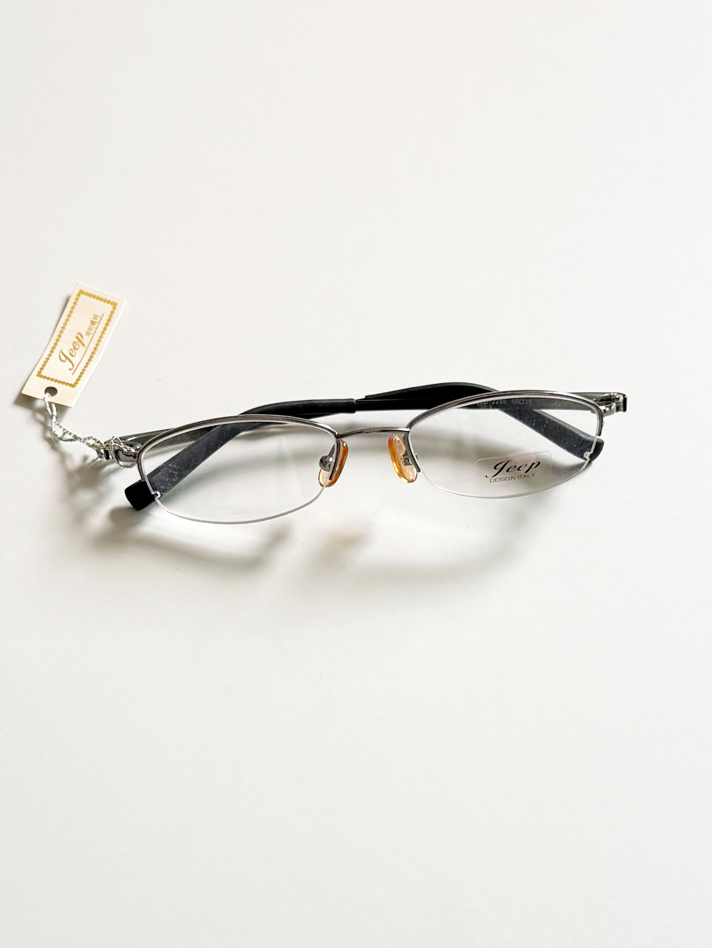 JEEP Dark Silver Semi-Rimless Square Metal Frame Glasses