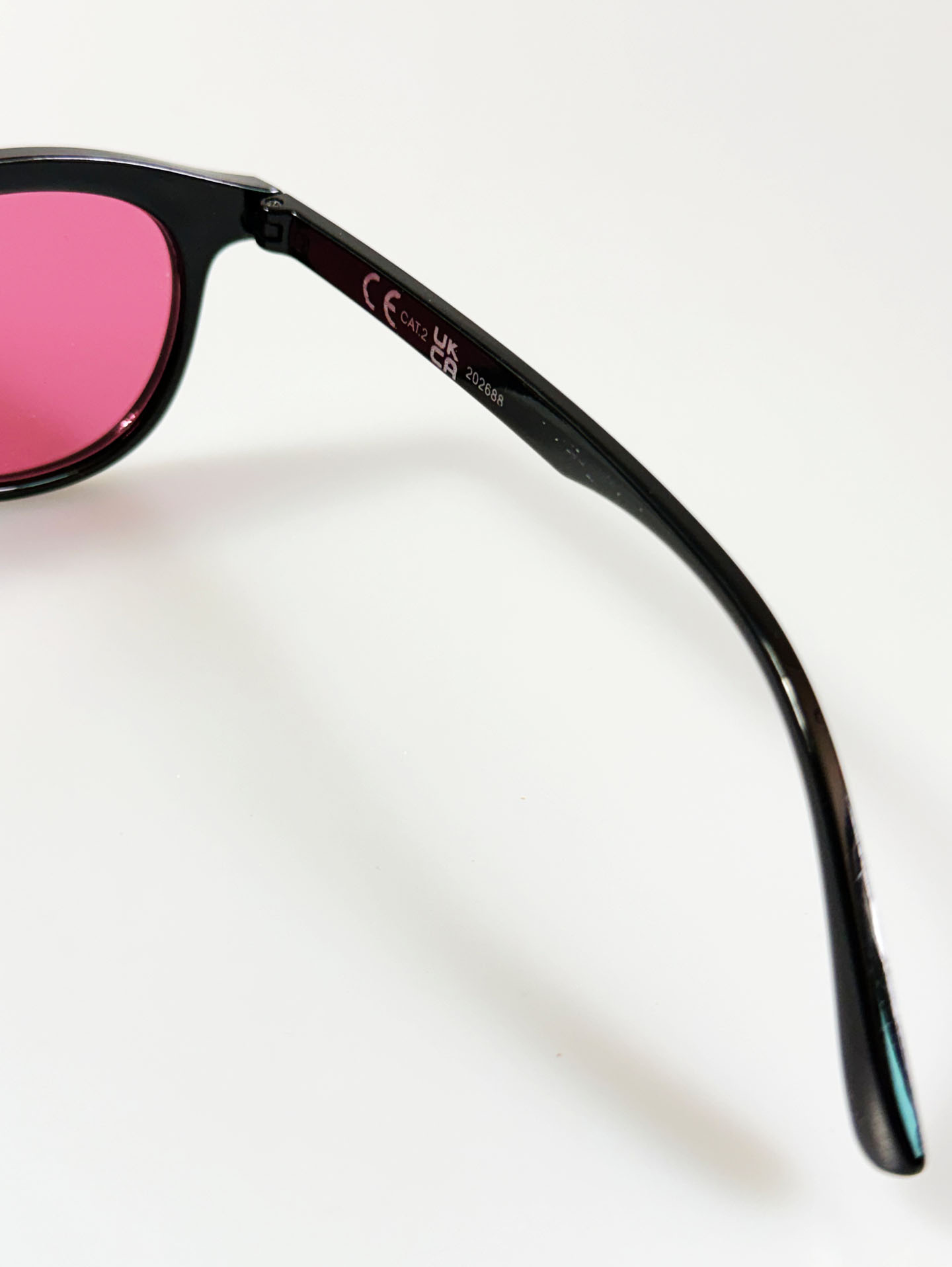 Black Bold Rounded Square Pink Tint Sunglasses