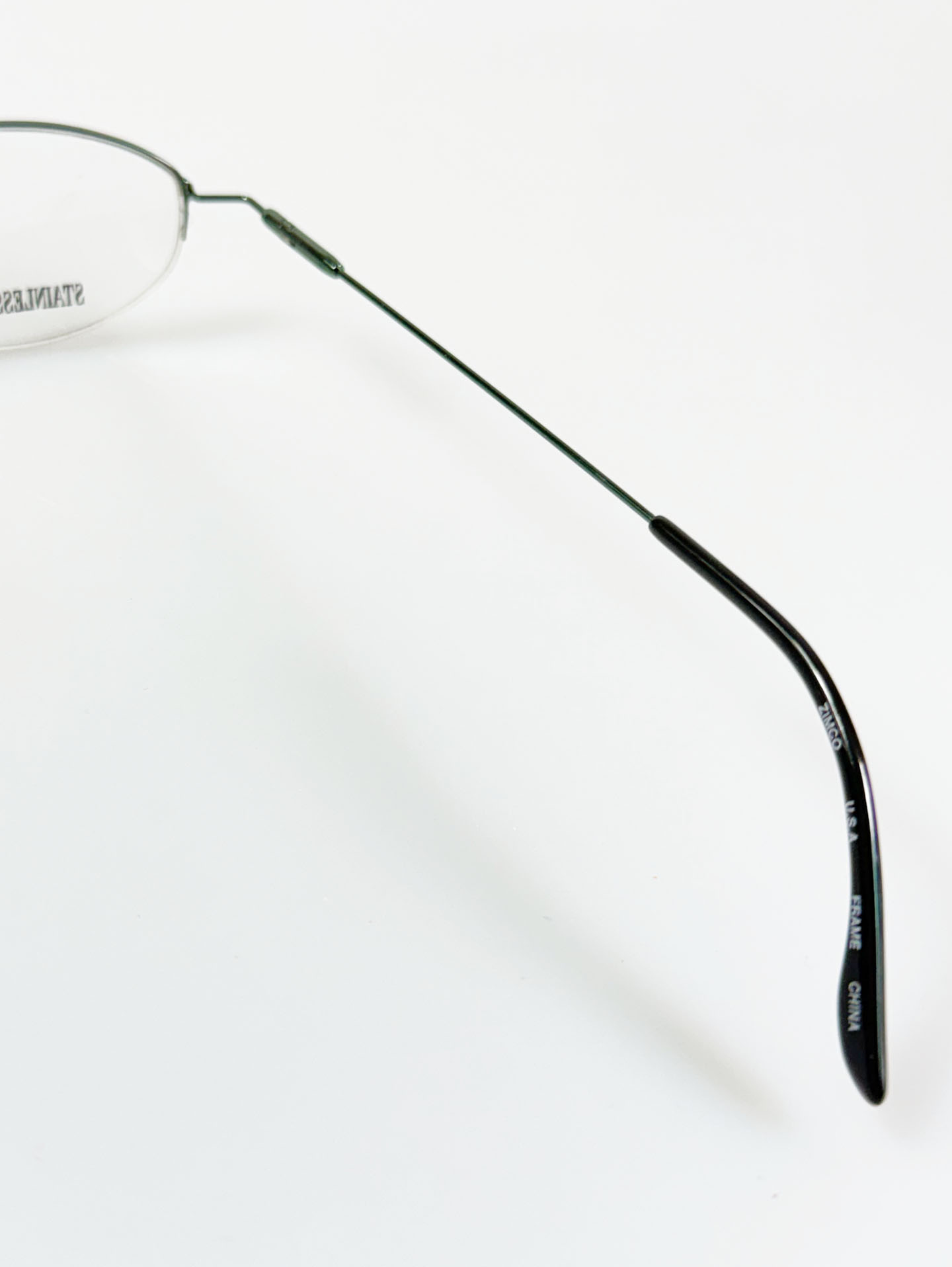 RETRO Z Green Slim Oval Half-Rim Metal Glasses