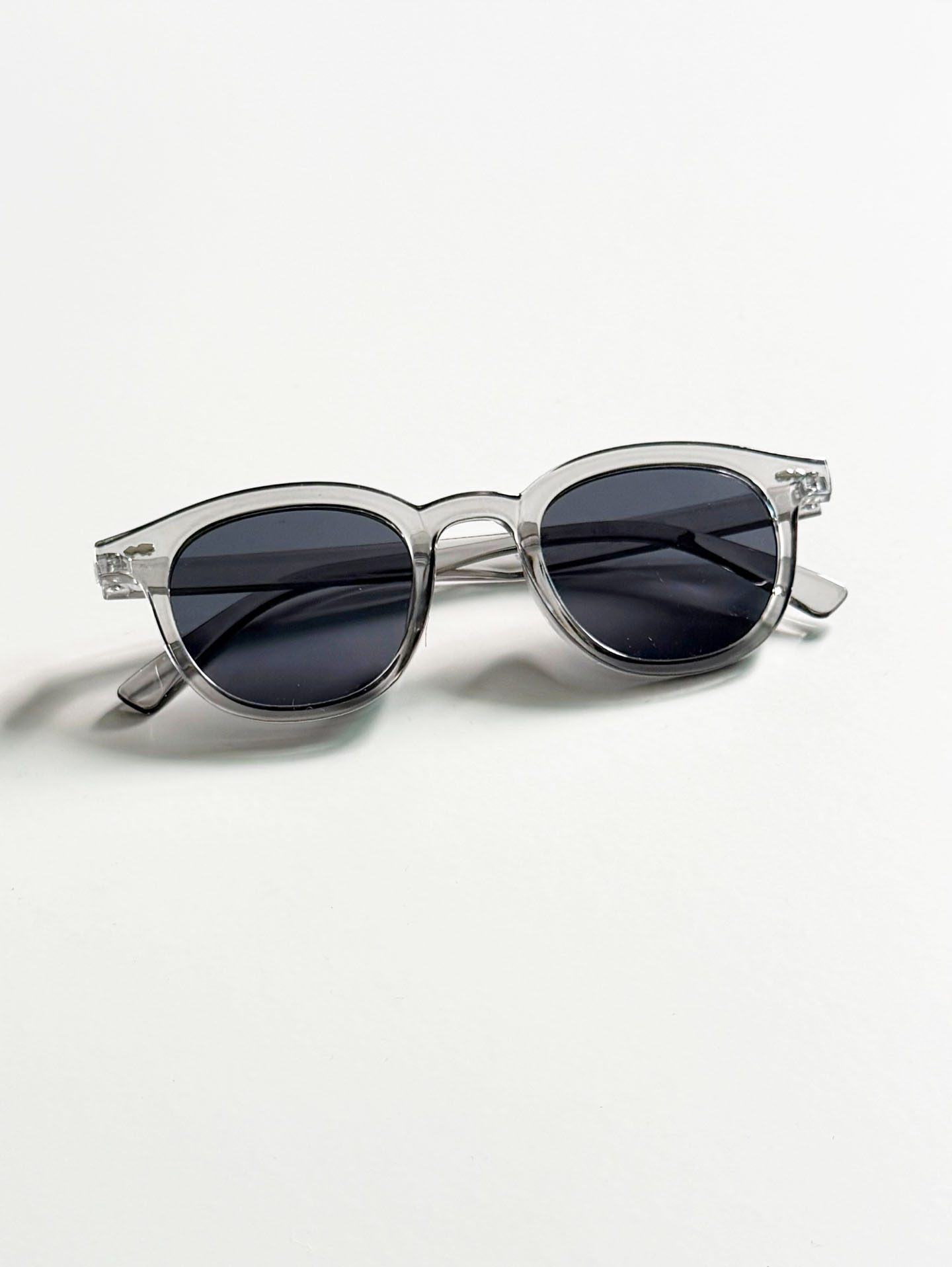 Clear Smoke Grey Rounded Square Frame Sunglasses