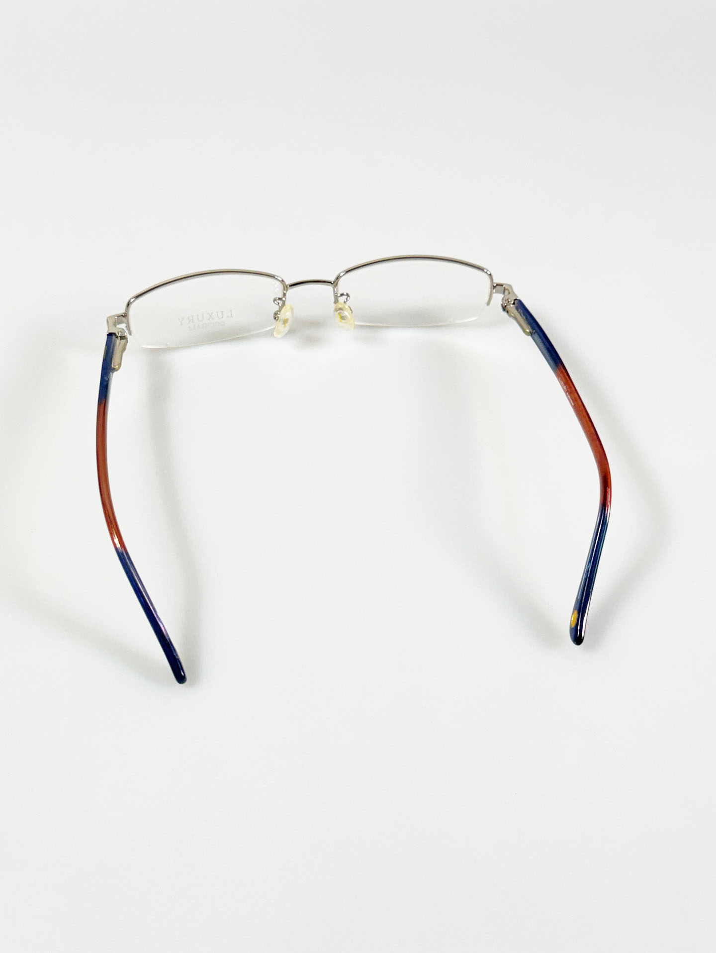 LUXURY Eyewear Silver Half-Rim Metal Glasses
