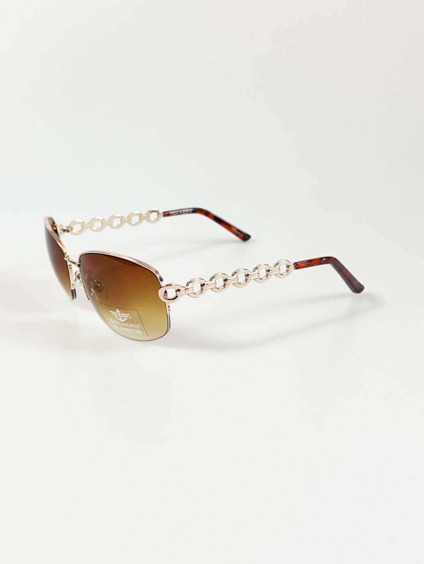 DOCKERS Gold Metal Oval Chain-Temple Tint Sunglasses