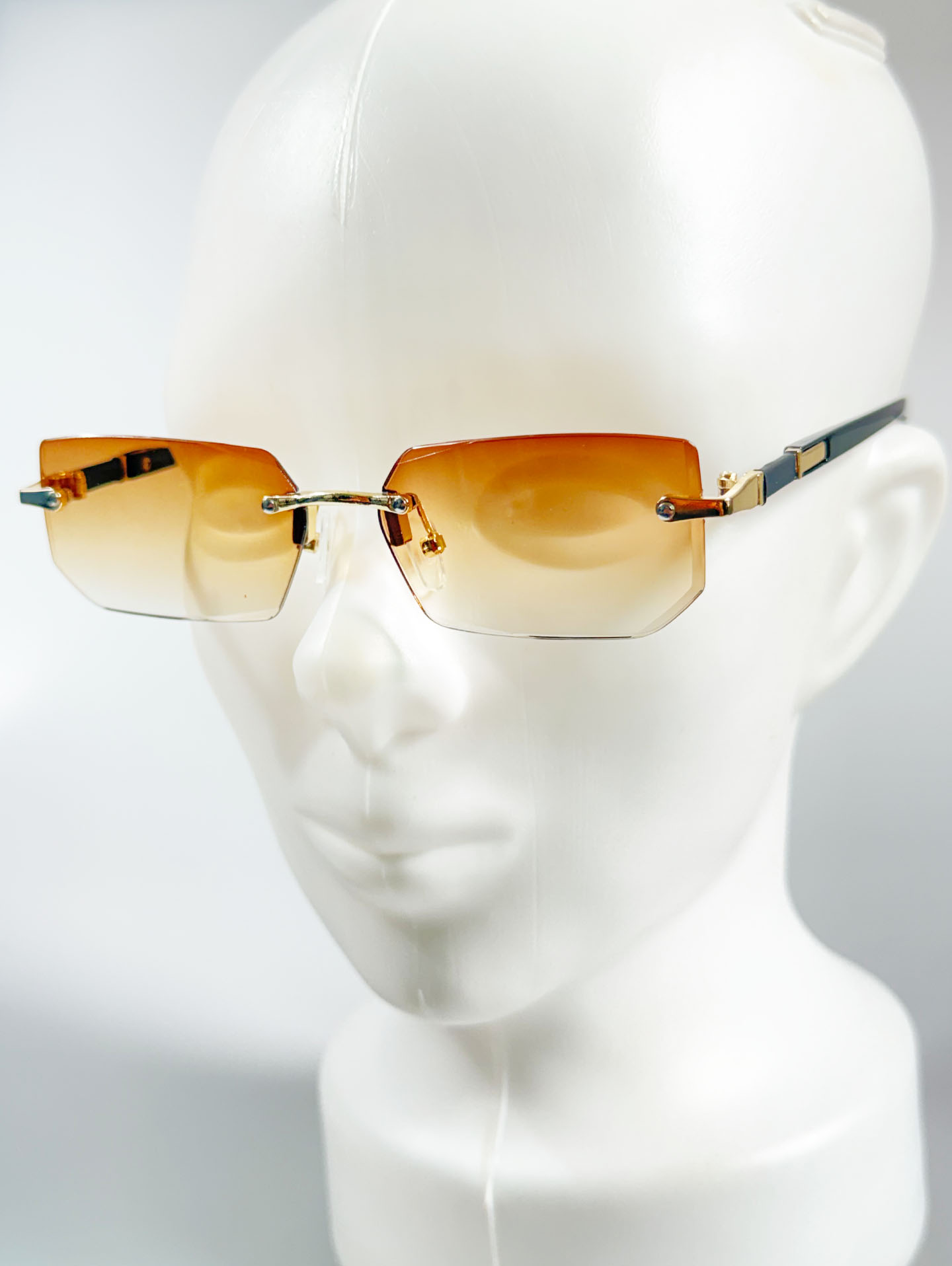 Gold Rimless Square Gradient Tint Sunglasses