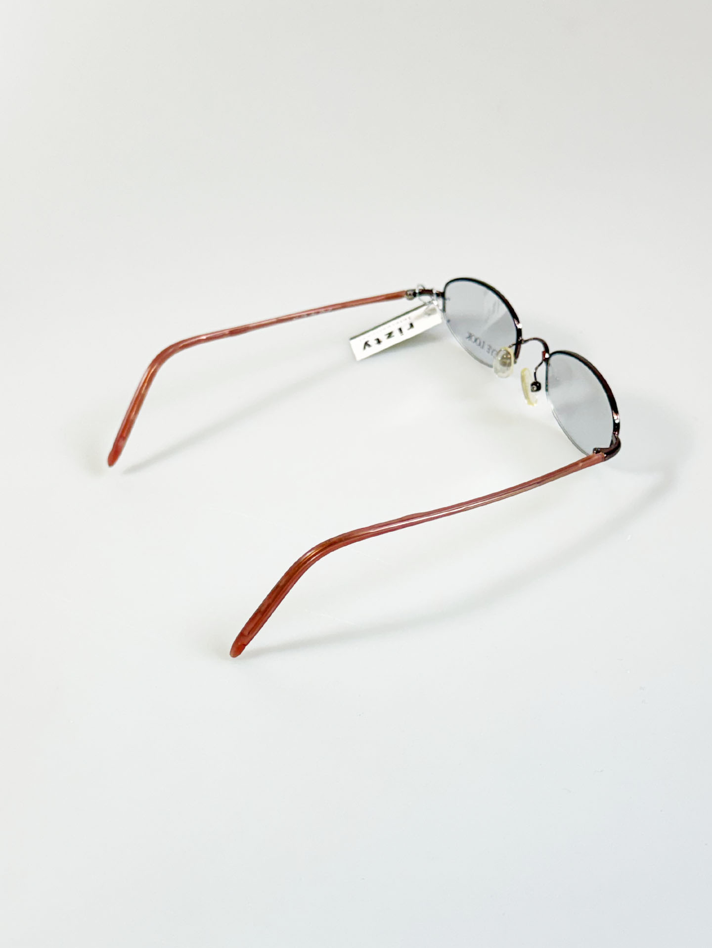 90's EYE LOOK Brown Slim Oval Semi-Rimless Metal Frame Glasses