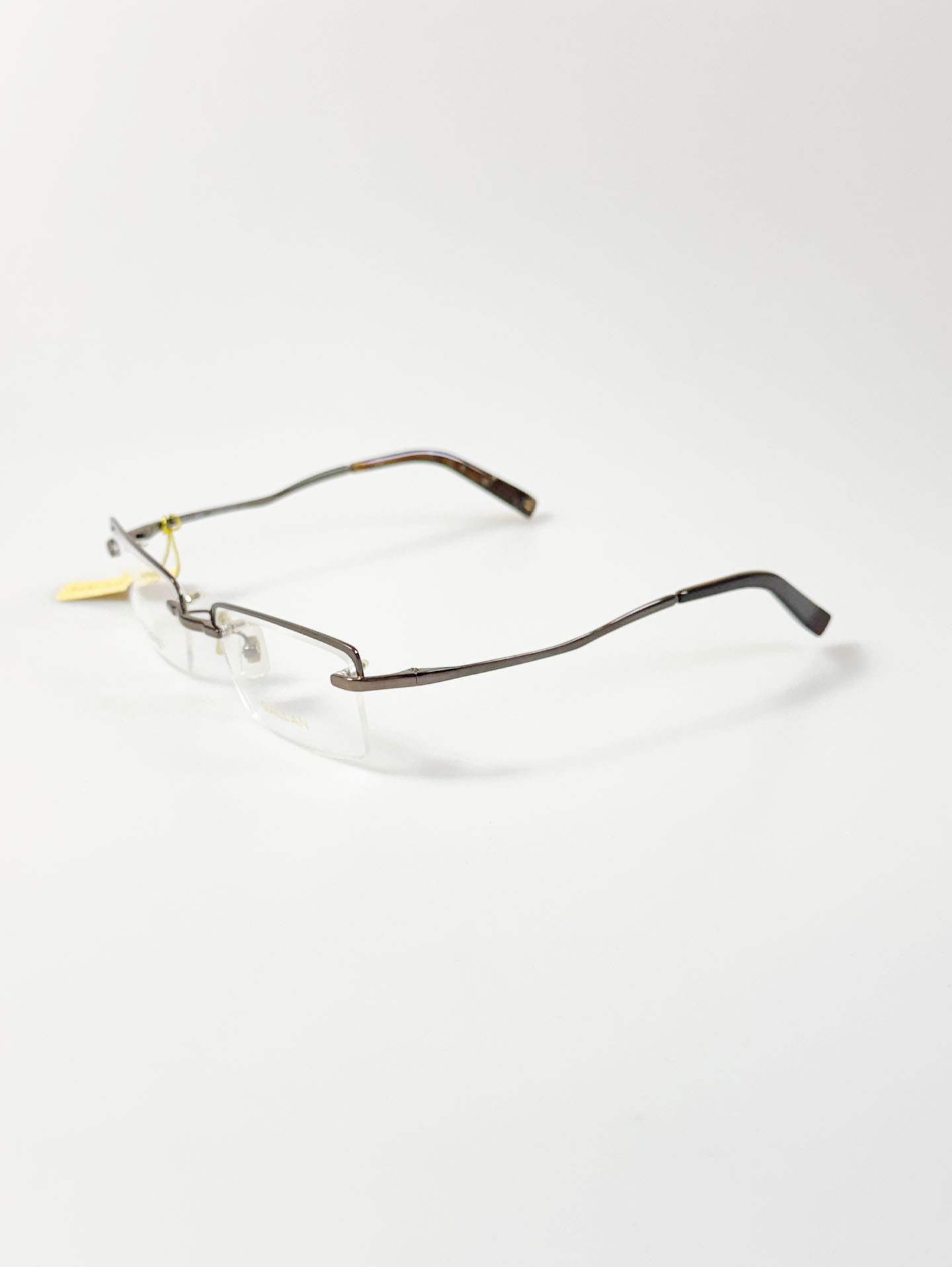 GALLAN Brown Titanium Semi-Rimless Square Frame Glasses
