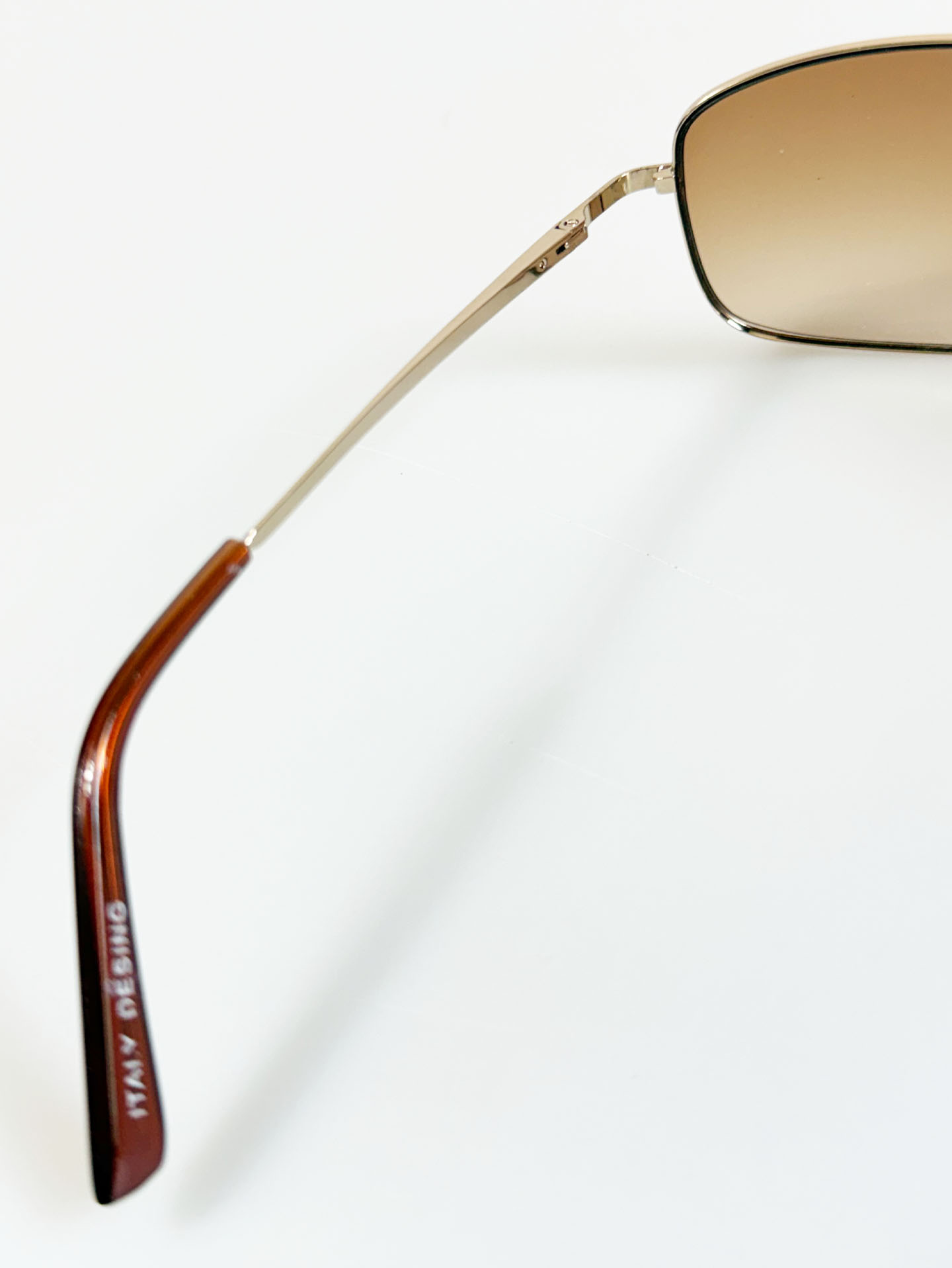 Gold Metal Double Bridge Slim Square Tint Sunglasses
