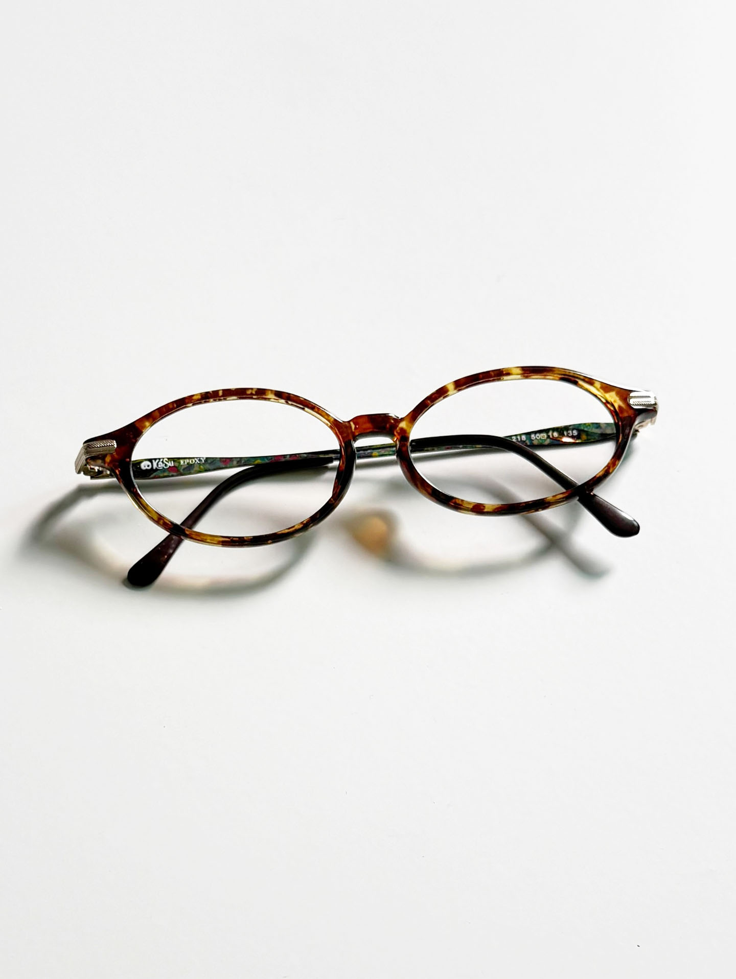 90's KASU Tortoiseshell Slim Oval Horn-Rim Glasses