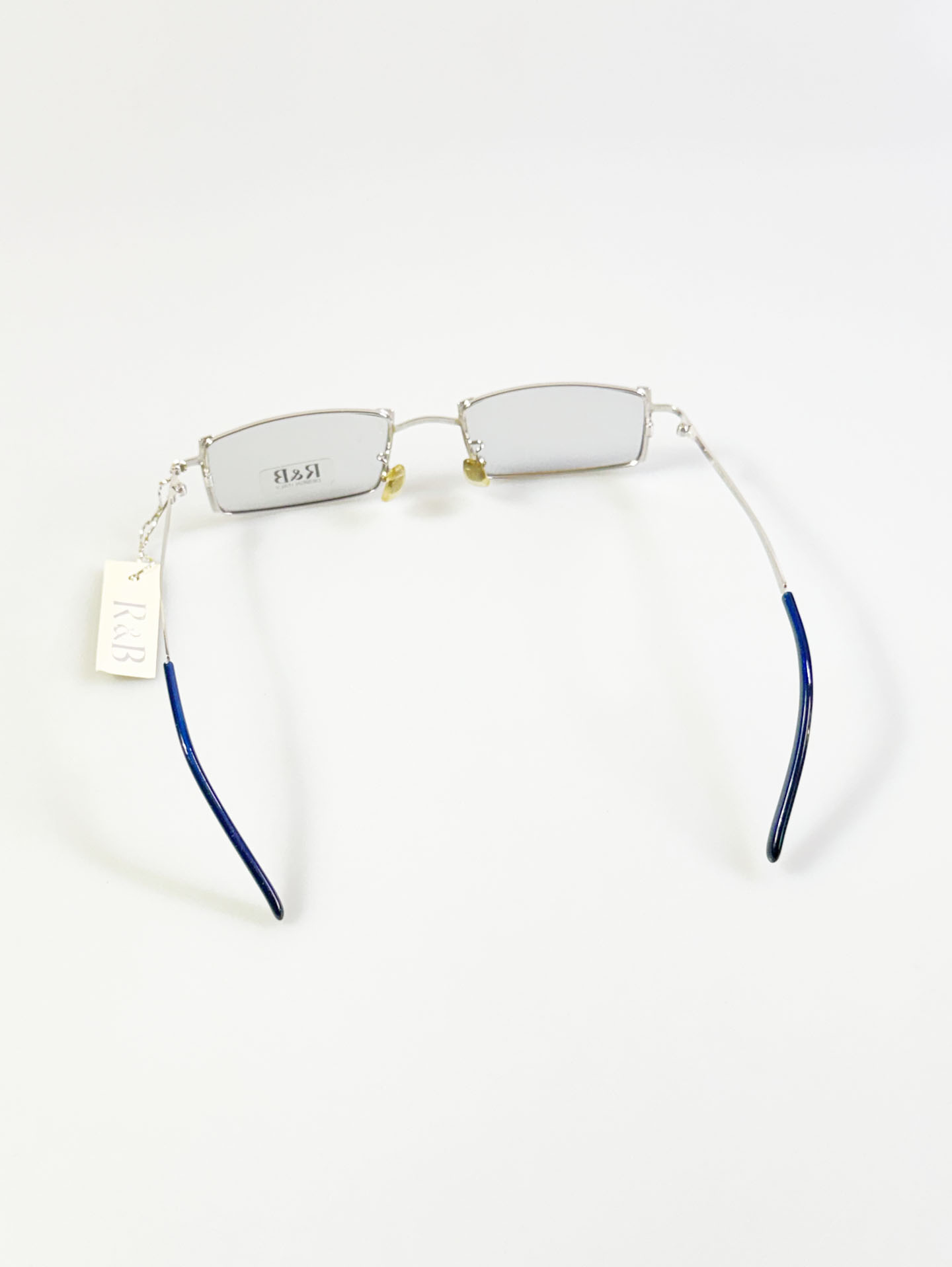 R&B Eyewear Silver Slim Square Metal Glasses