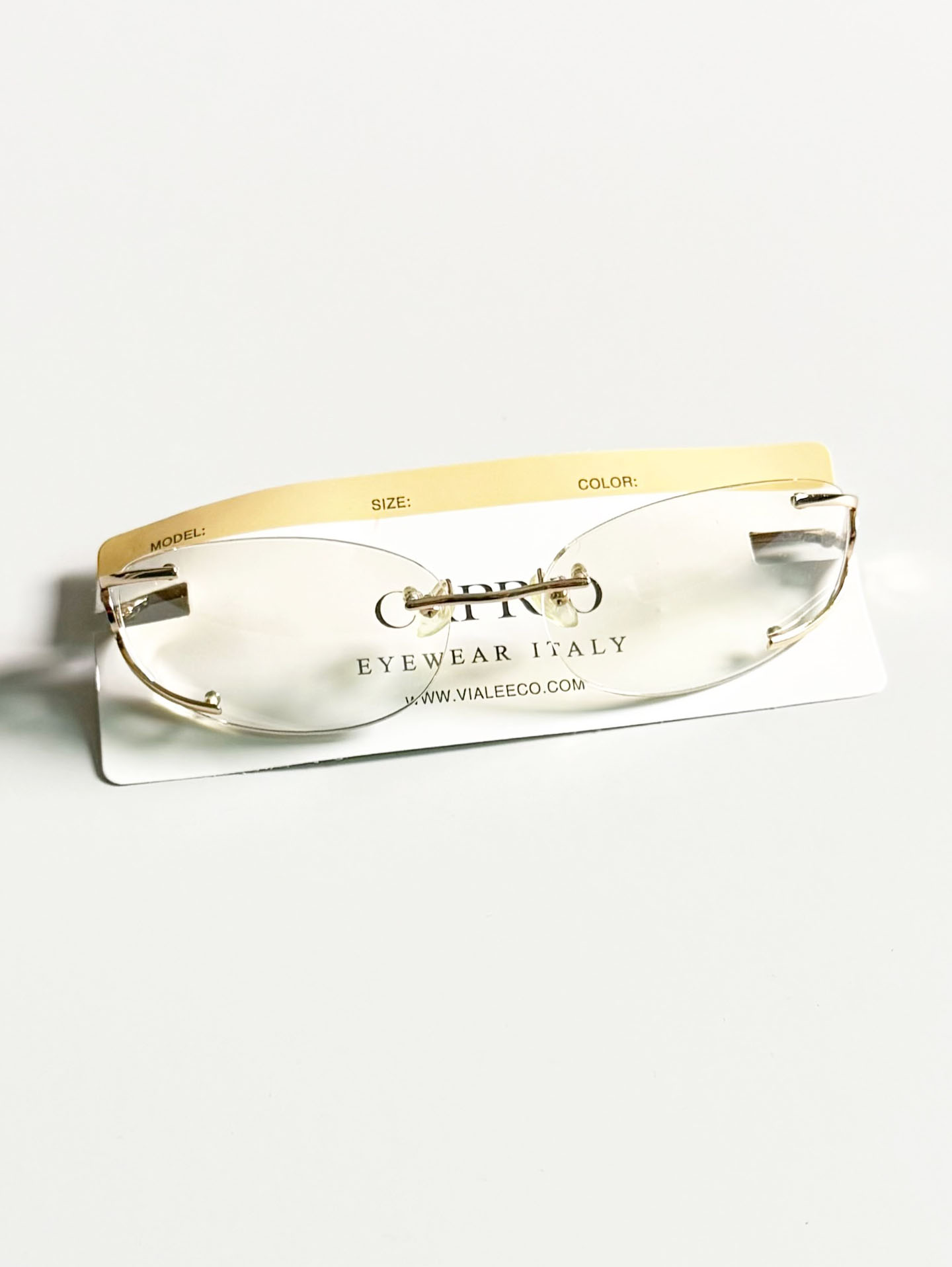 90's KALEIDO Gold Semi-Rimless Square Metal Frame Glasses