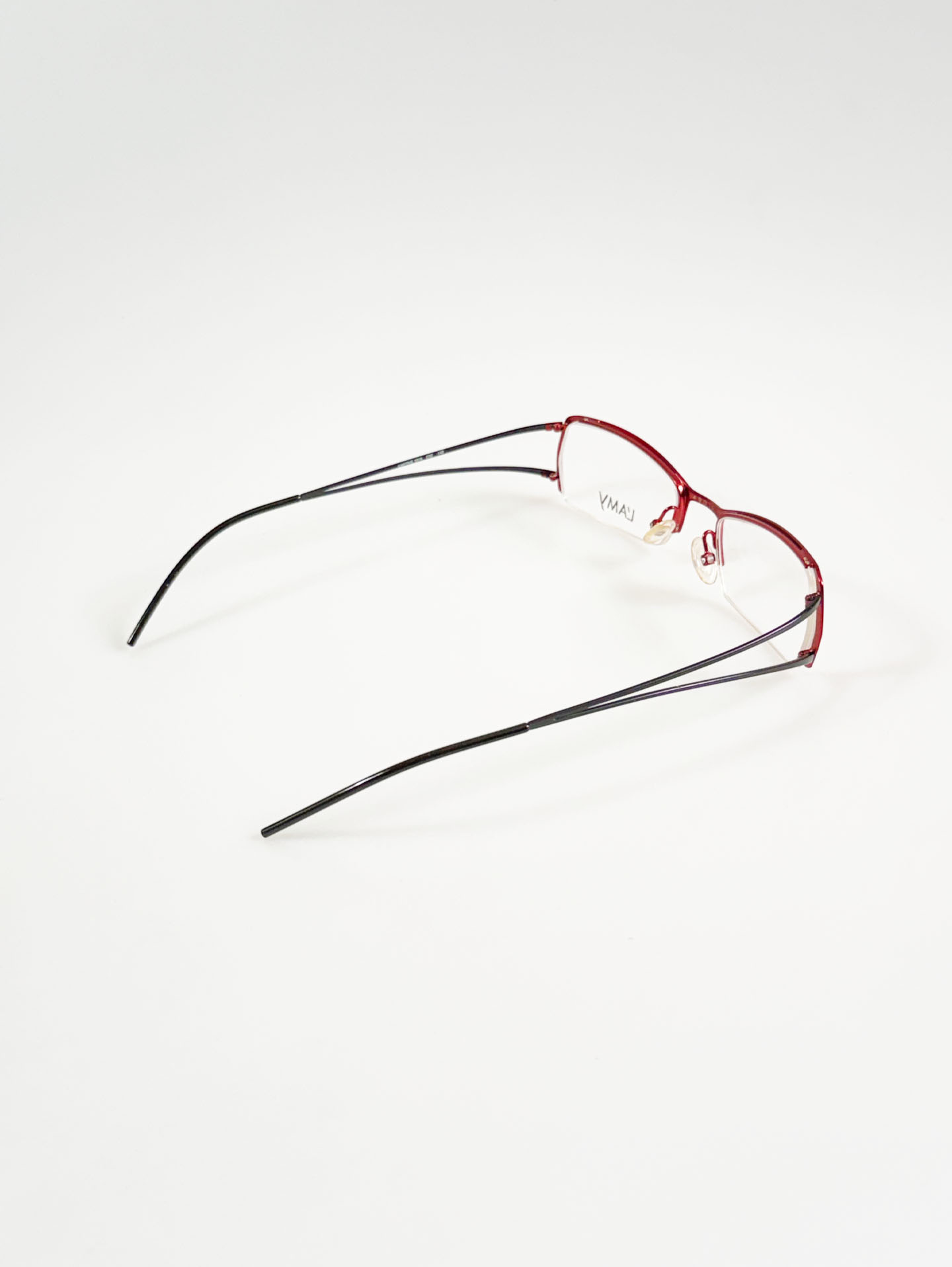 L’AMY Red Metal Semi-Rimless Square Glasses