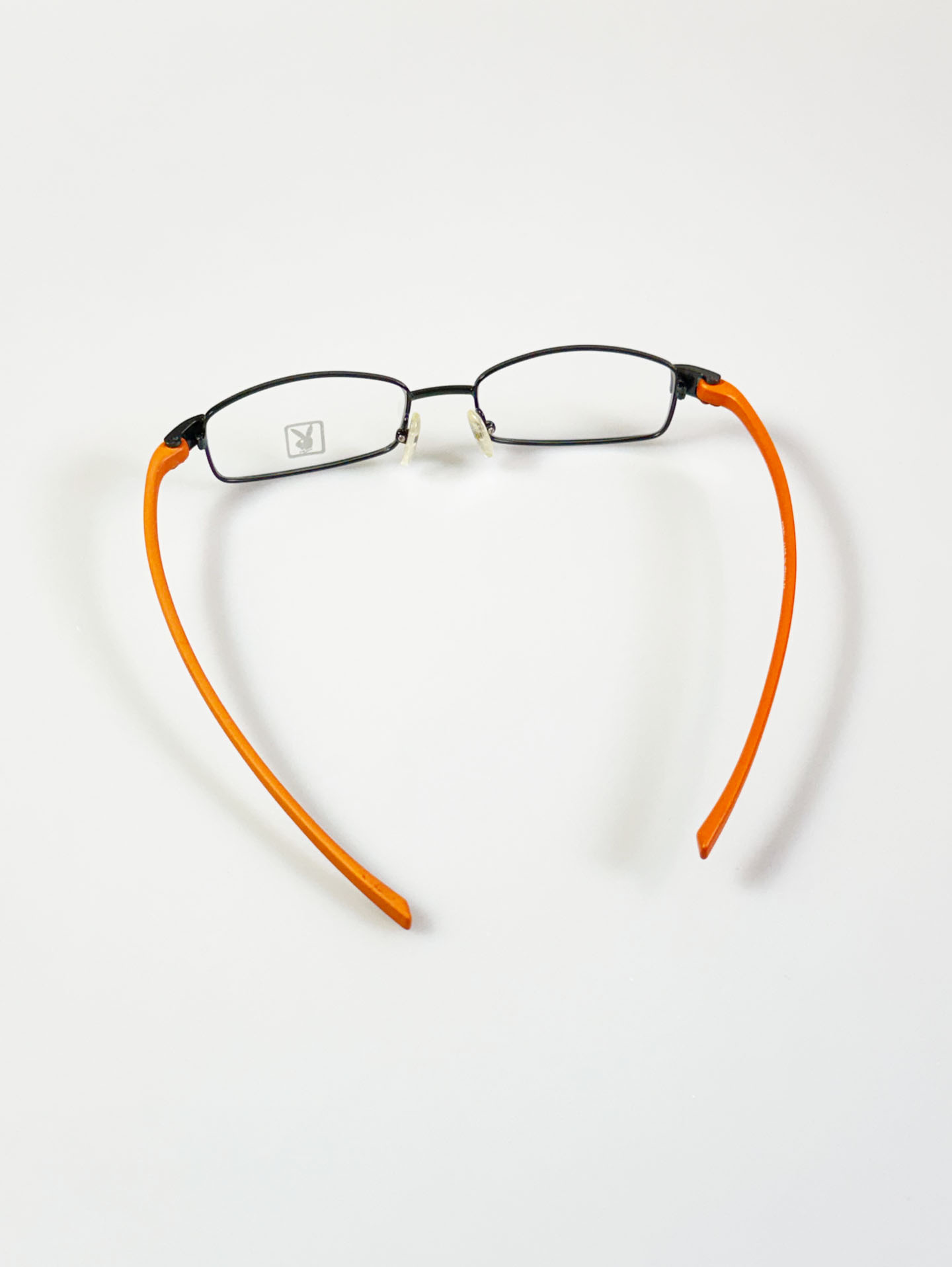 90's PLAYBOY Black Metal Slim Square Frame Glasses