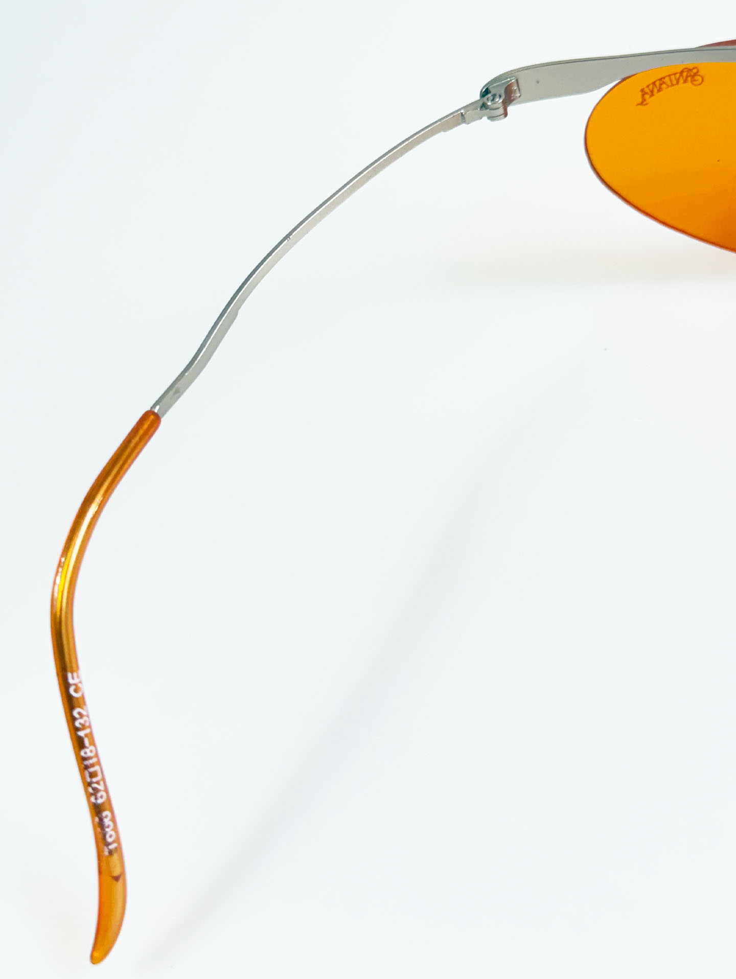90's SANTANA Silver Rimless Oval Metal Orange Tint Sunglasses