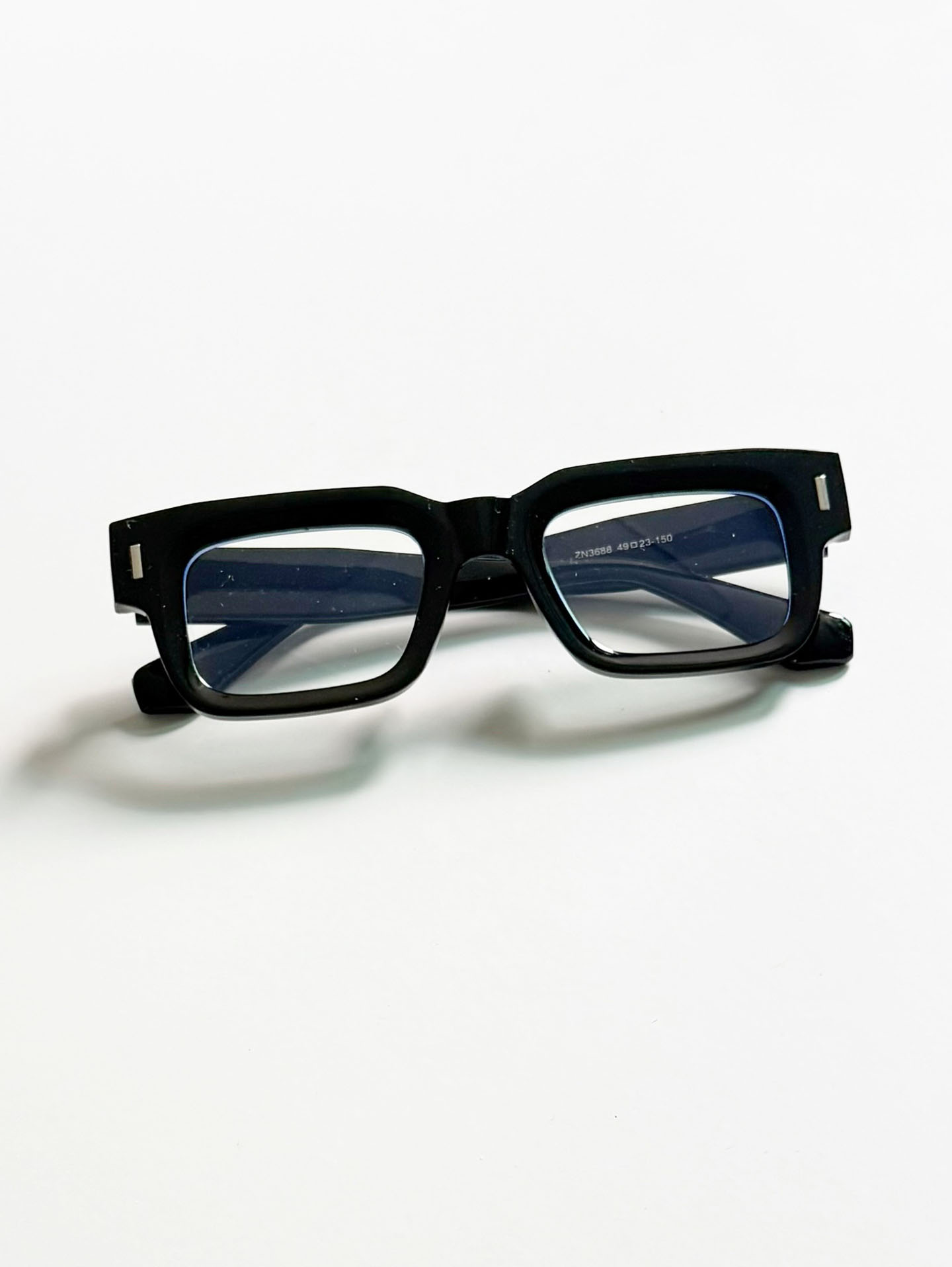 Black Bold Square Frame Clear Tint Sunglasses