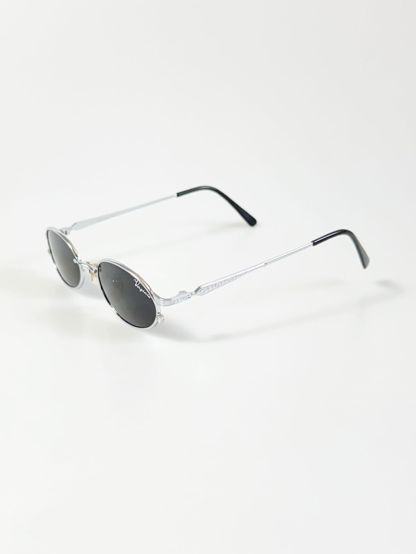 90's VIRGINIA Silver Slim Oval Metal Sunglasses