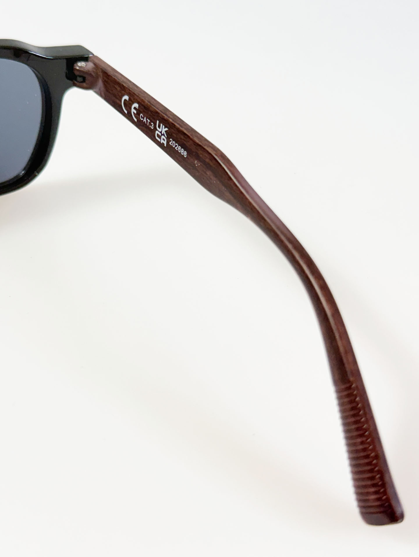 Black Bold Square Wood-Pattern Temples Sunglasses