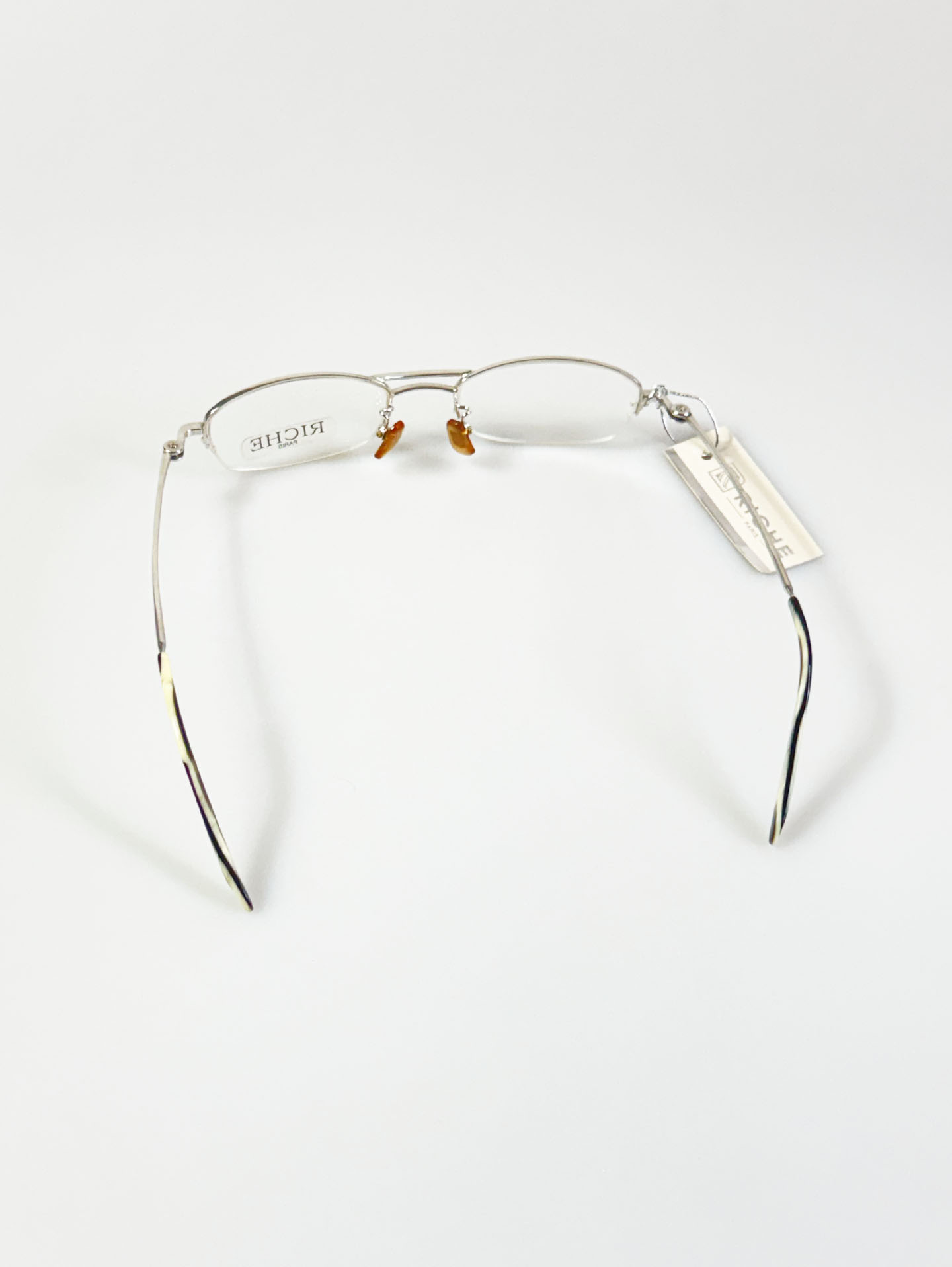 RICHE Paris Silver Square Half Rim Metal Glasses