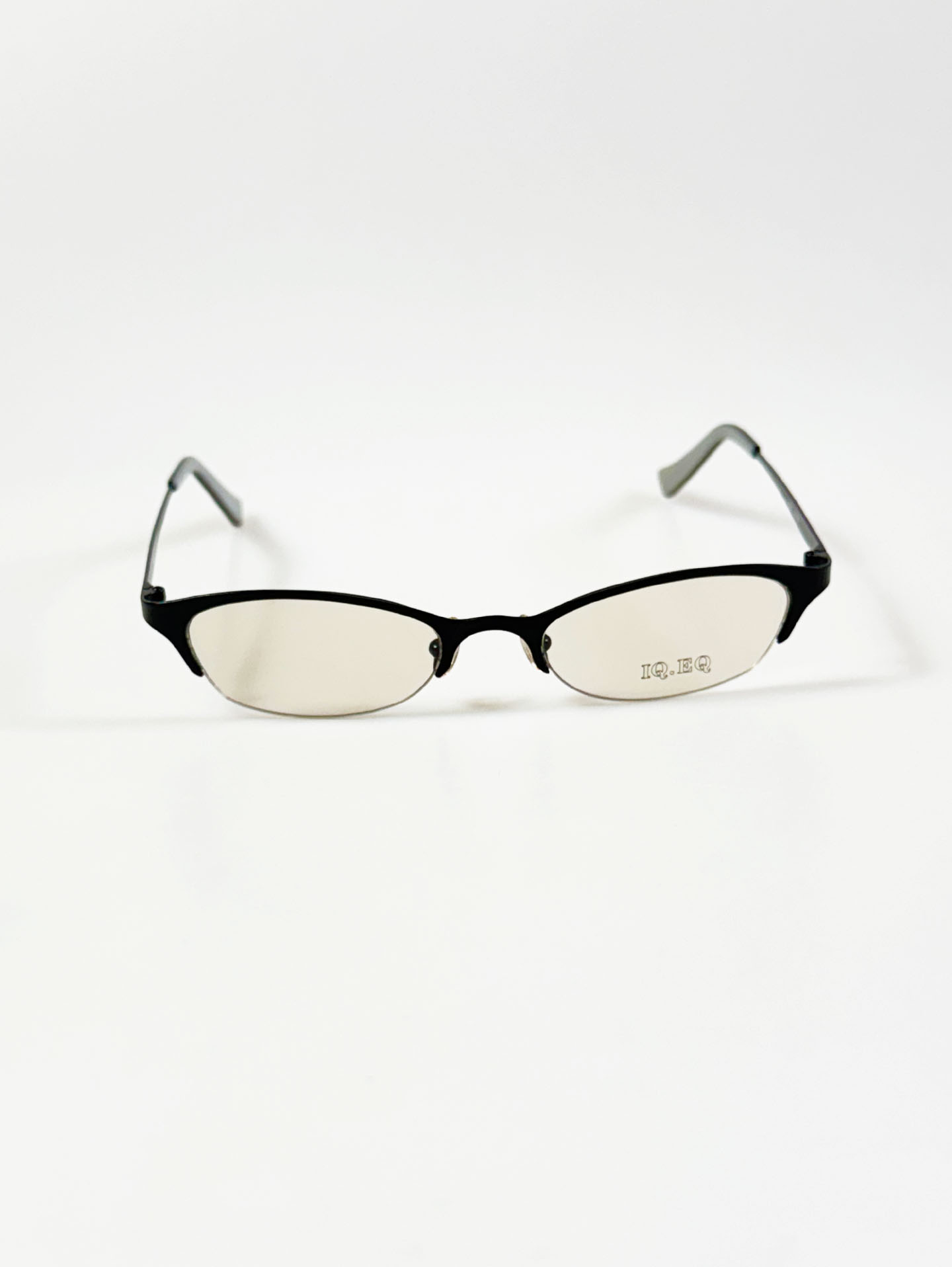 IQ.EQ Black Semi-Cat Eye Half-Rim Metal Frame Glasses