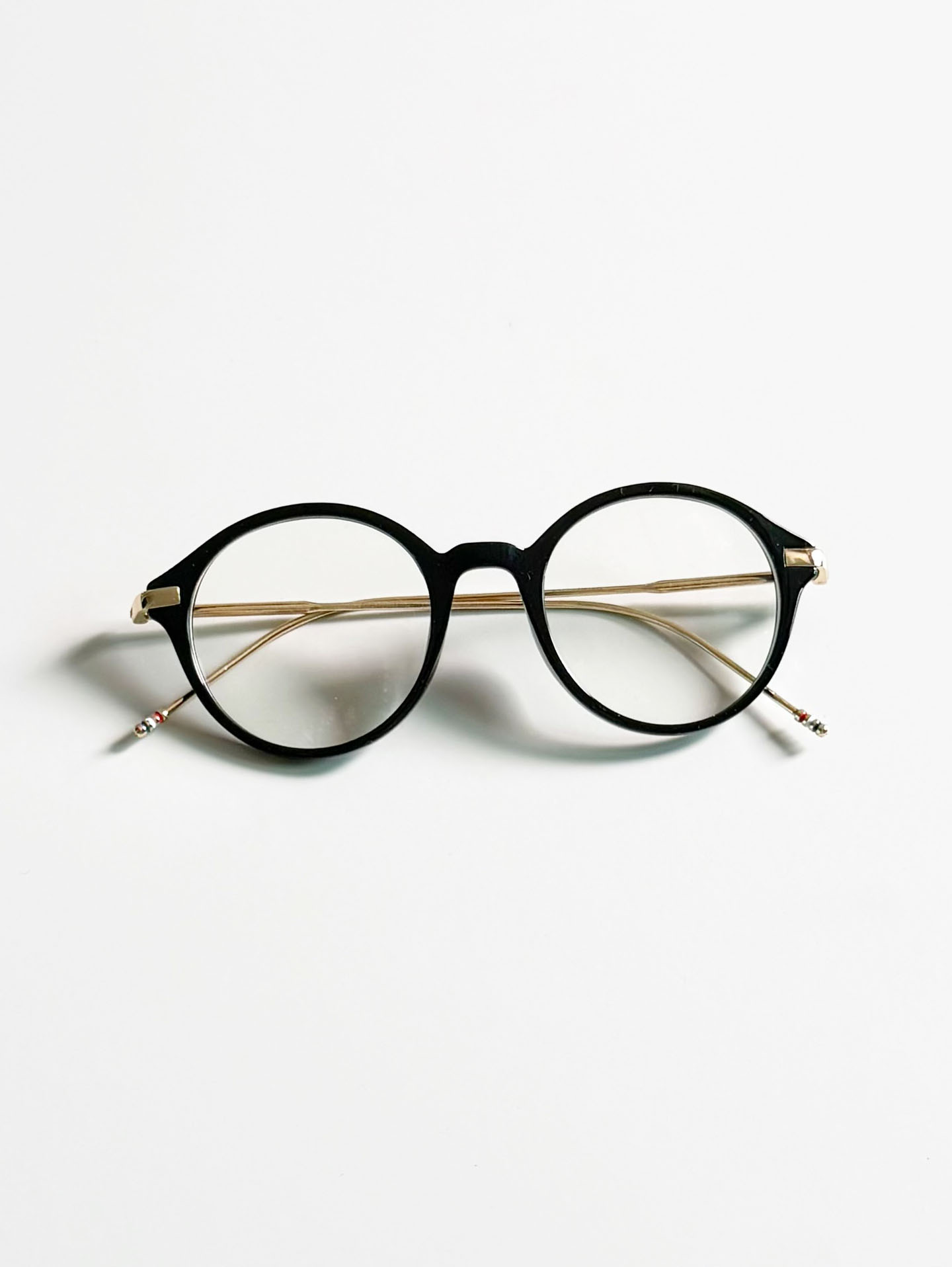 Black Round Acetate & Gold Metal Combi Glasses