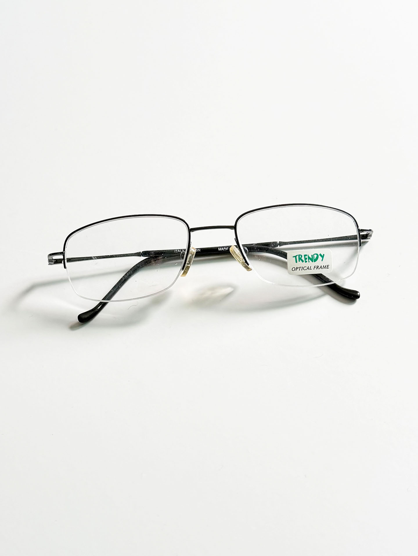 TRENDY Gunmetal Square Half-Rim Glasses