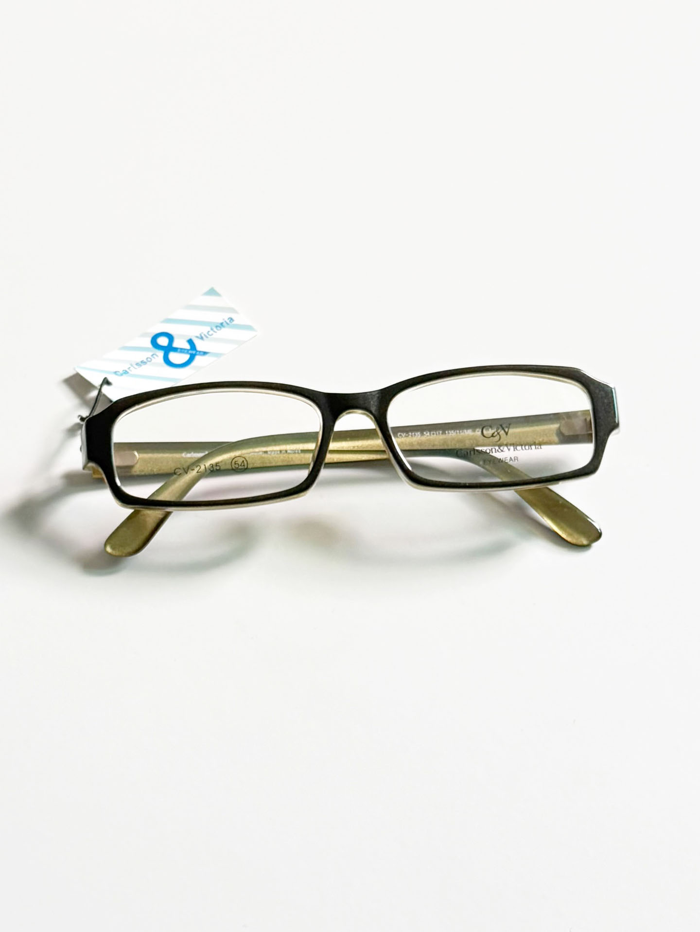 CARLSSON & VICTORIA Black&Olive Square Horn-Rim Glasses