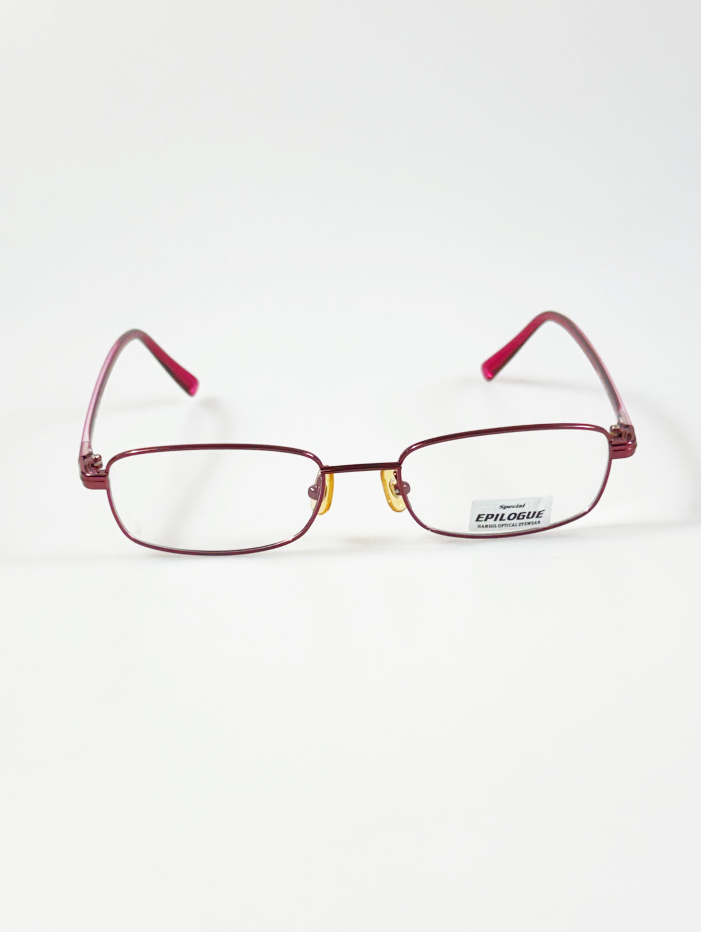 EPILOGUE Cherry Red Slim Square Metal Glasses