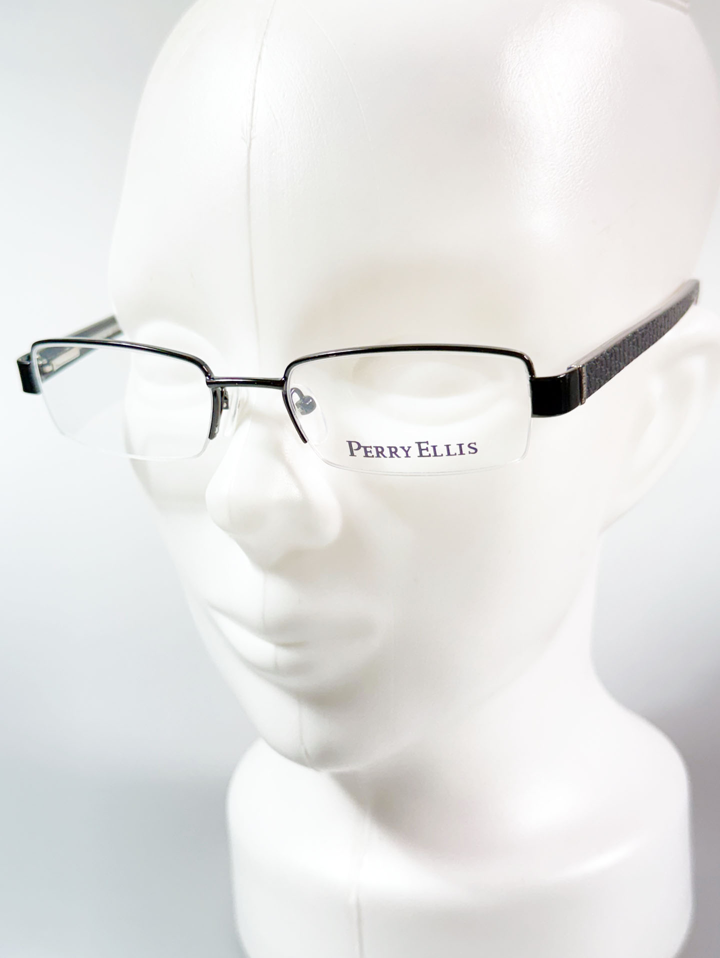 Perry Ellis Semi-Rimless Square Metal Frame Glasses
