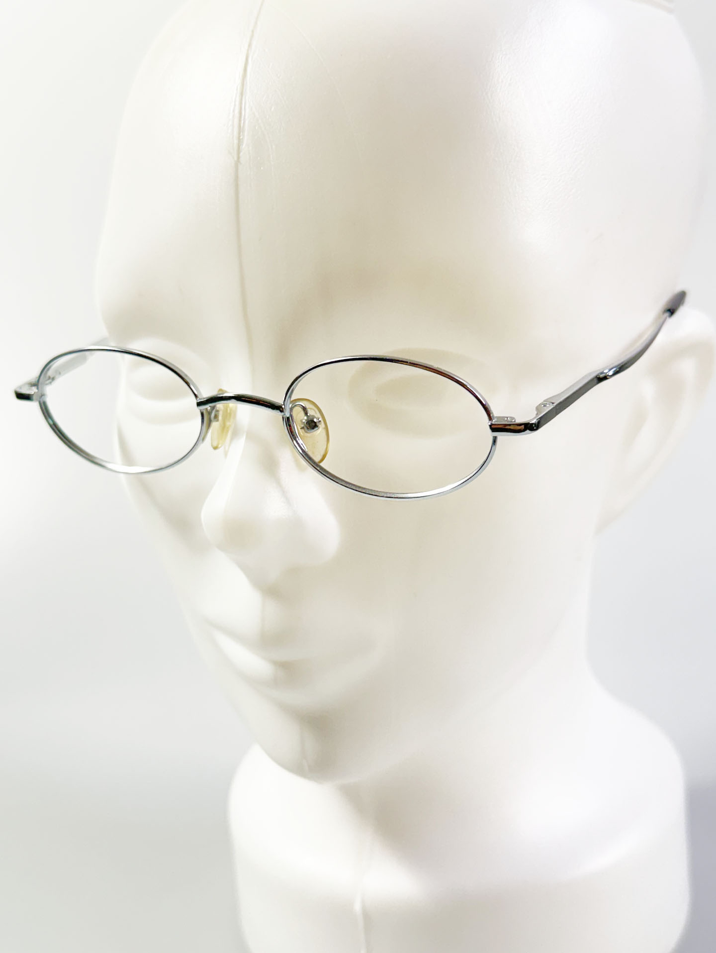 Silver Slim Oval Metal Frame Glasses