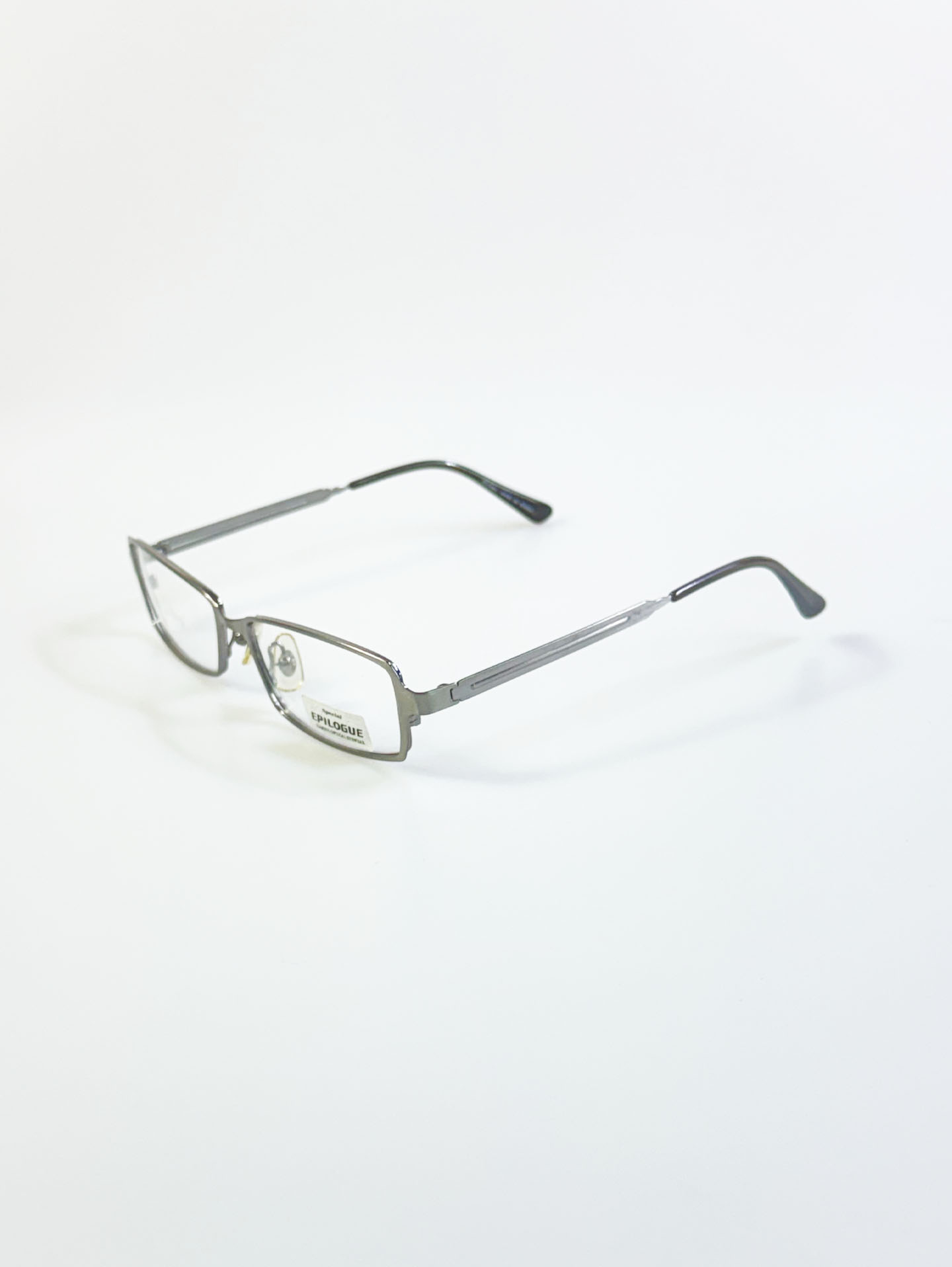 EPILOGUE Dark Silver Slim Square Metal Glasses