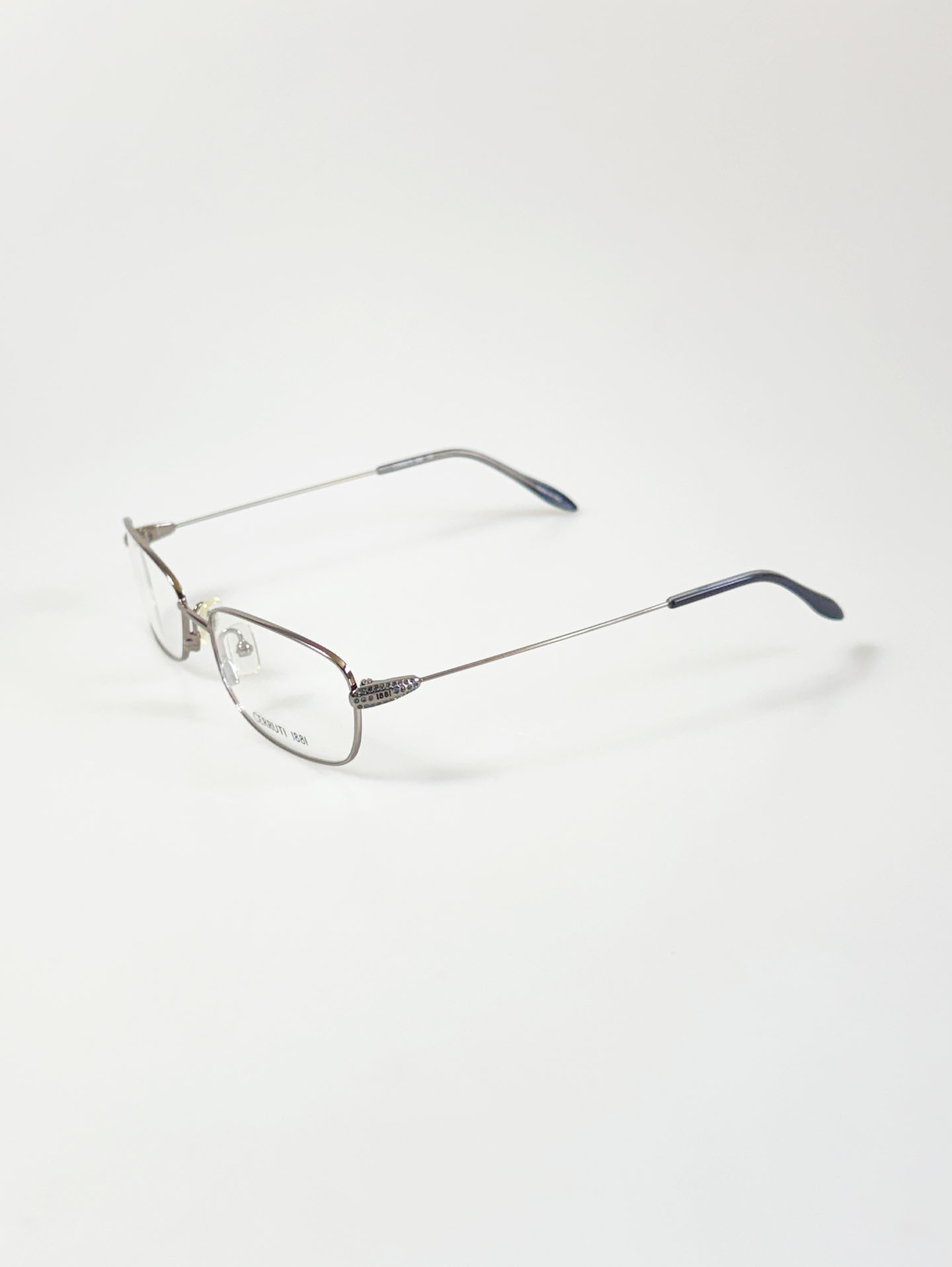 CERRUTI 1881 Dark Silver Slim Square Metal Frame Glasses