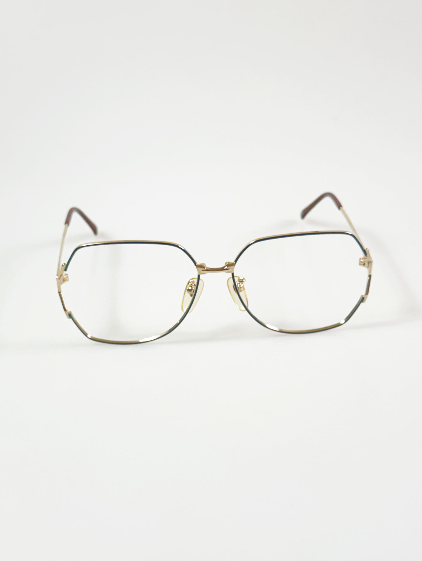 90's SJ STAR Gold-Tone Geometric Metal Frame Glasses