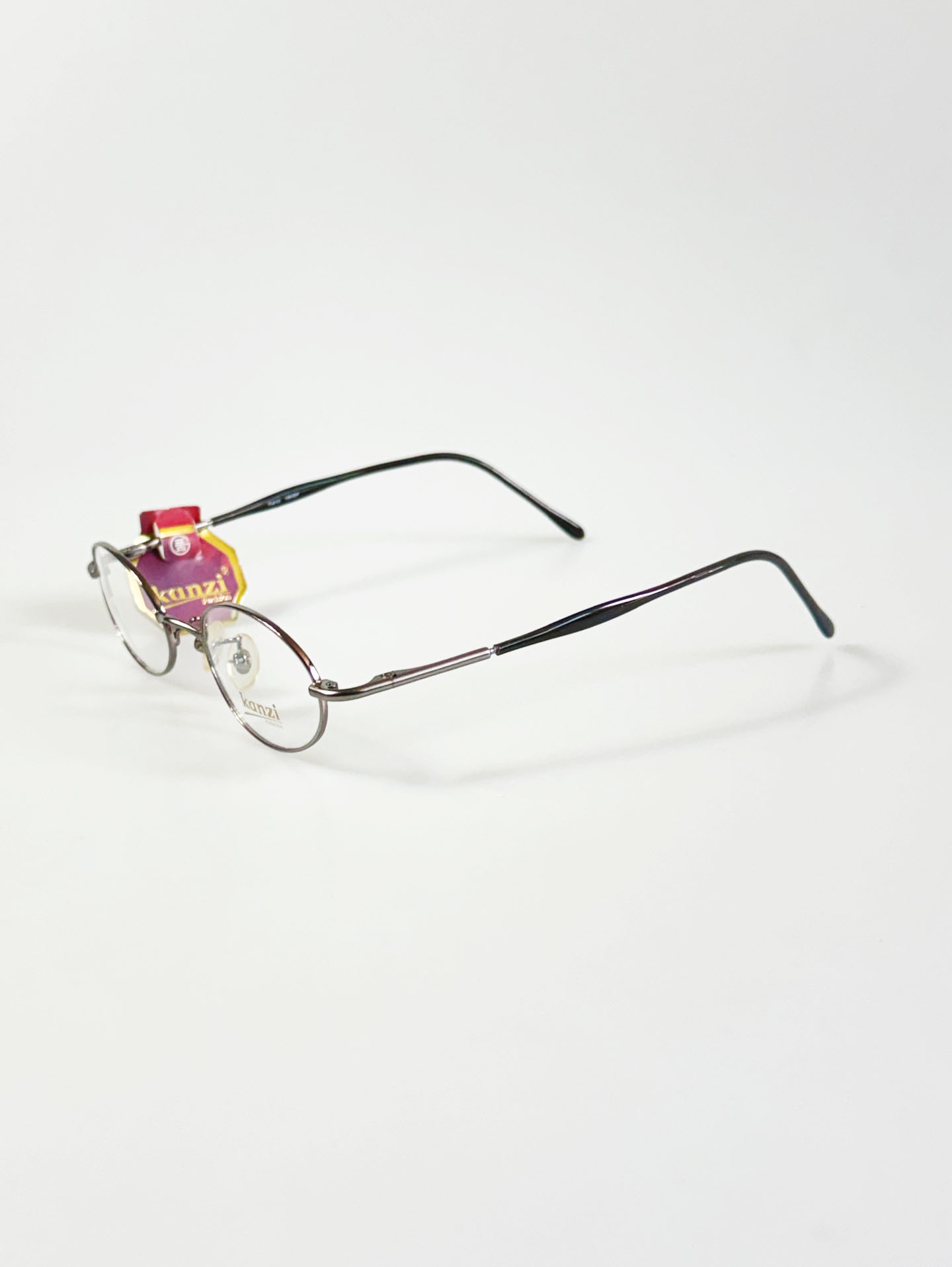 90's KANZI Dark Silver Slim Oval Metal Frame Glasses