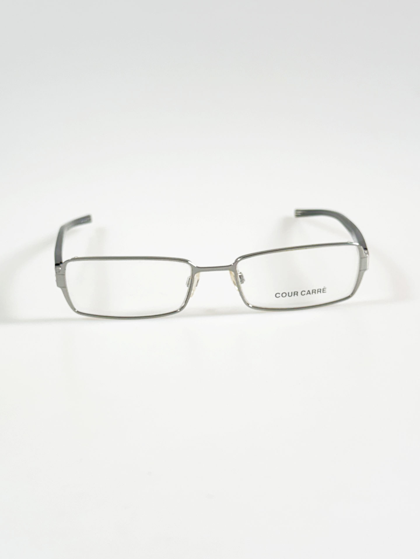 COUR CARRÉ Silver Slim Square Metal Frame Glasses