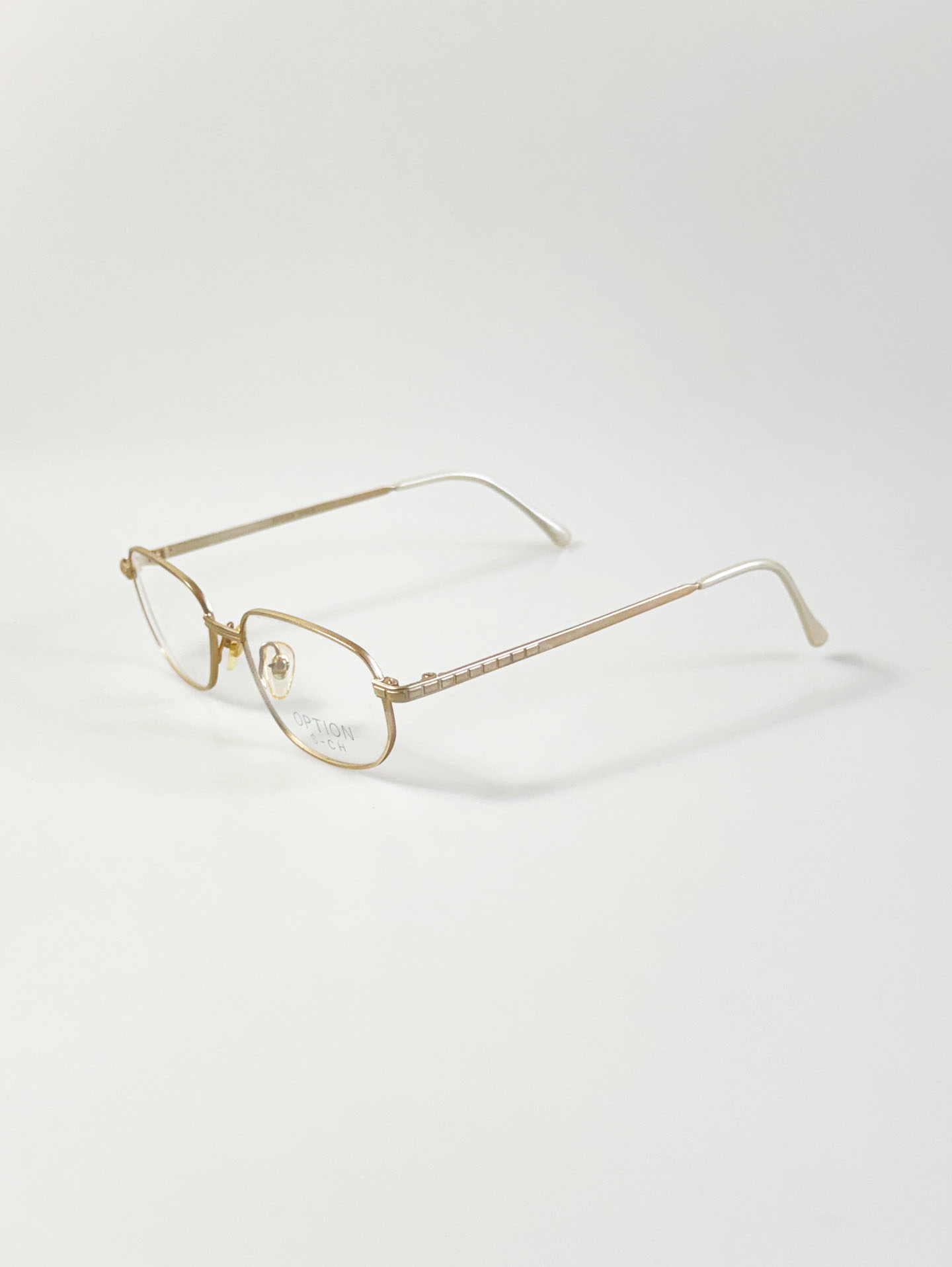 90's OPTION Gold Slim Square Metal Glasses