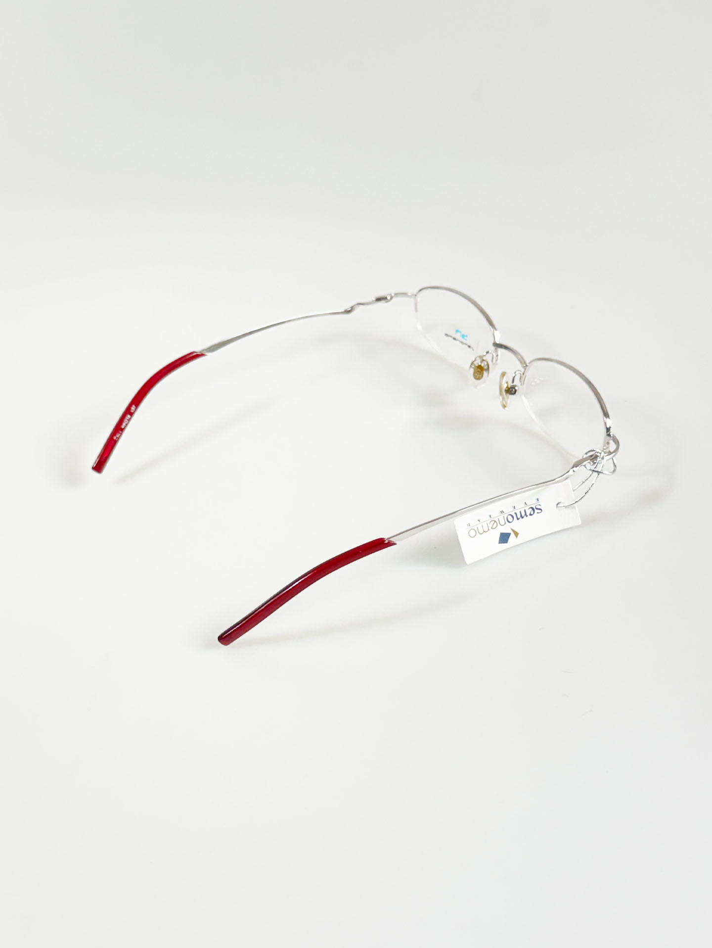 SEMONEMO Silver Semi-Rimless Oval Metal Glasses