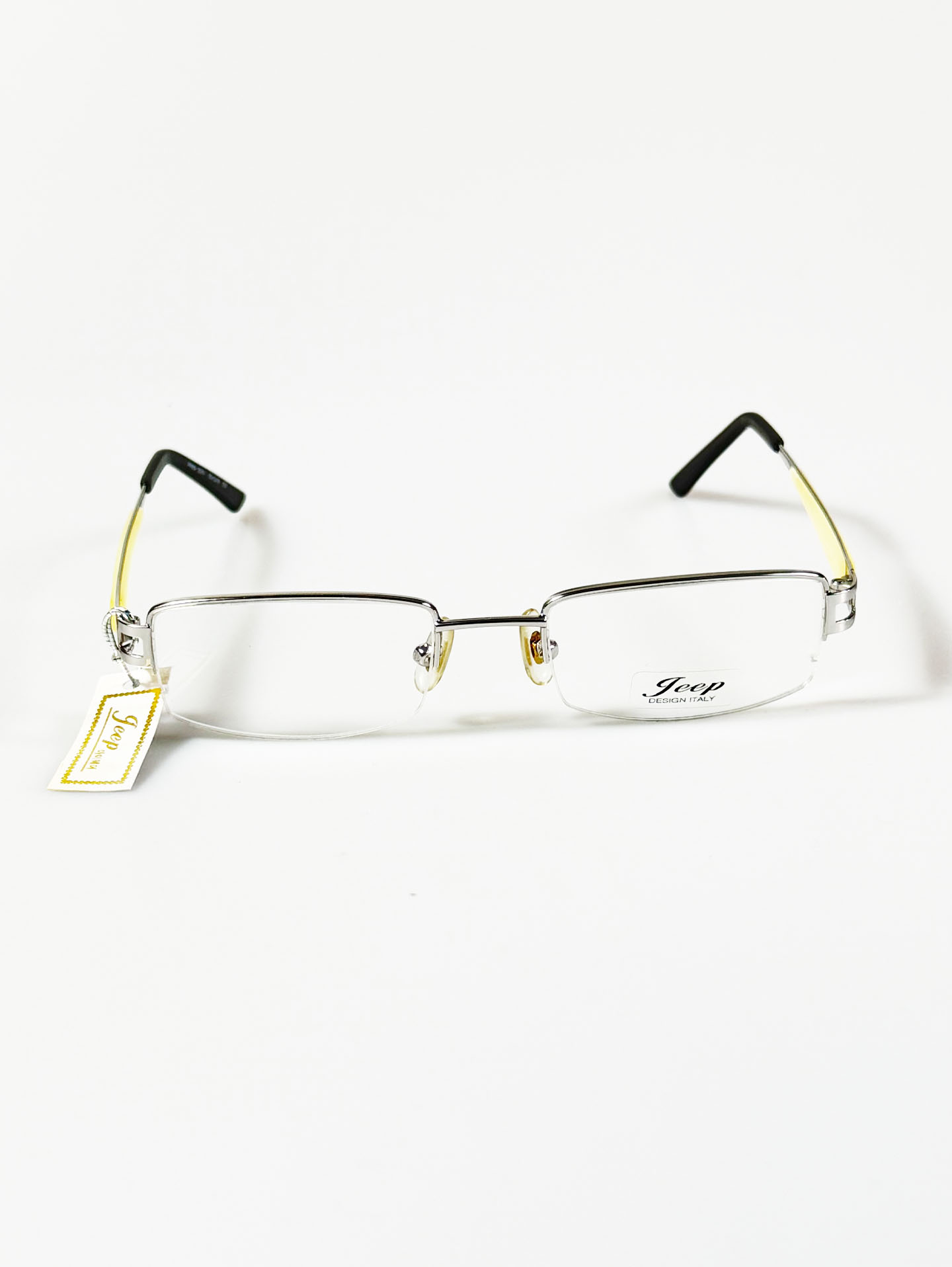 Jeep Silver Semi-Rimless Square Metal Frame Glasses