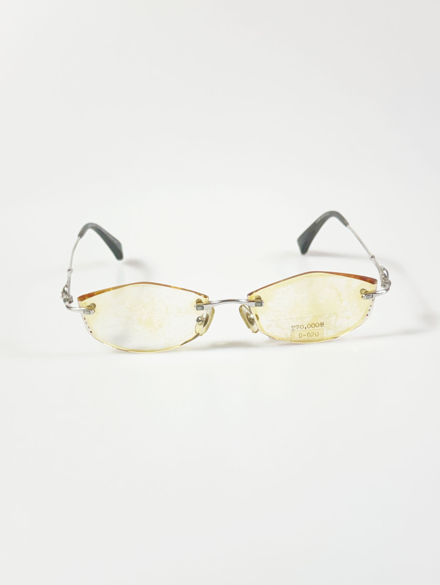 90’s DOMODACHI Silver Titanium Rimless Oval Frame Glasses