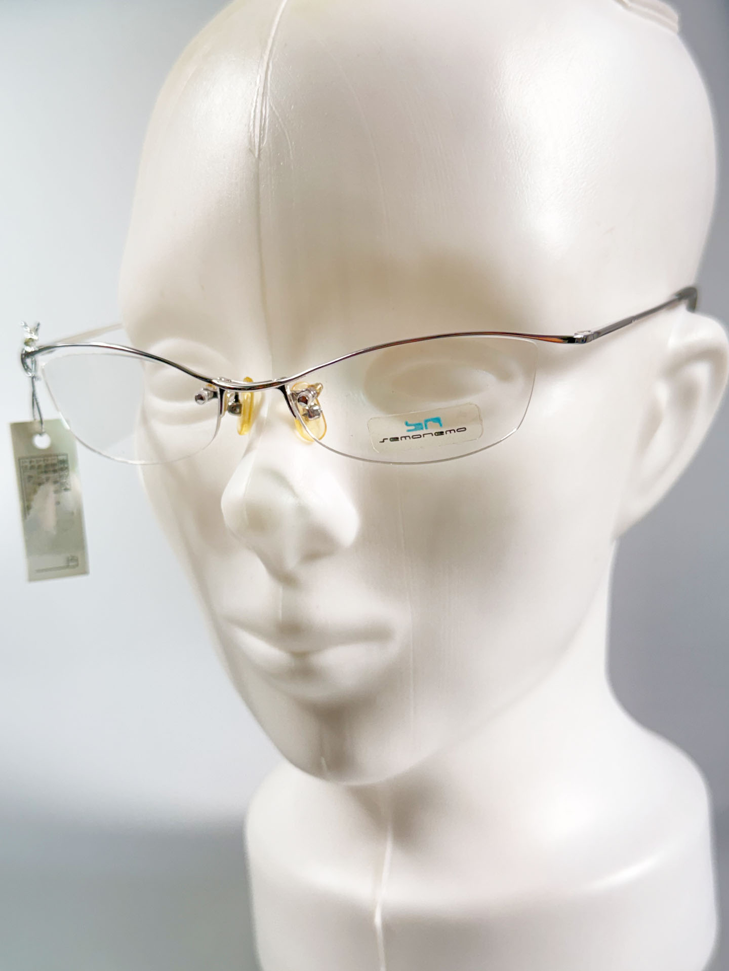 SEMONEMO Silver Oval Half-Rim Metal Frame Glasses