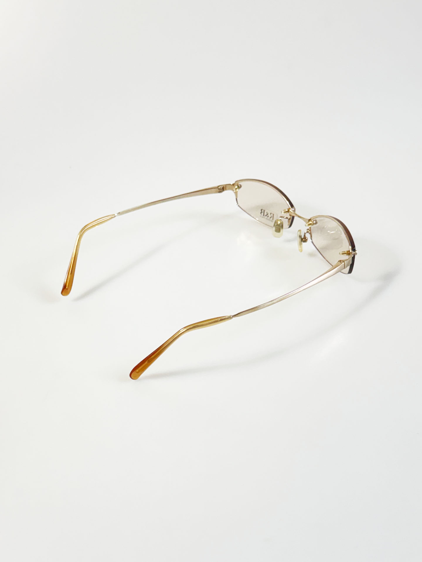 R&B Eyewear Rimless Square Gold Metal Glasses