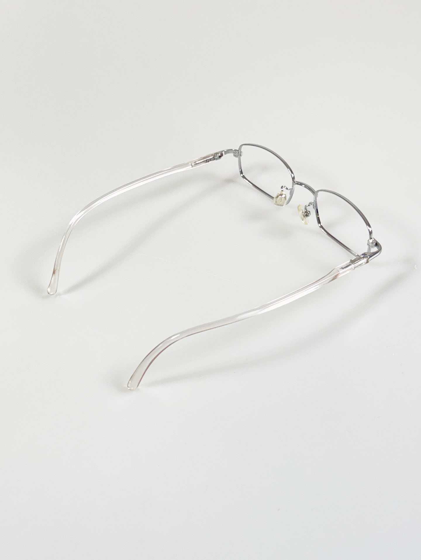 Silver Slim Square Metal Frame Glasses