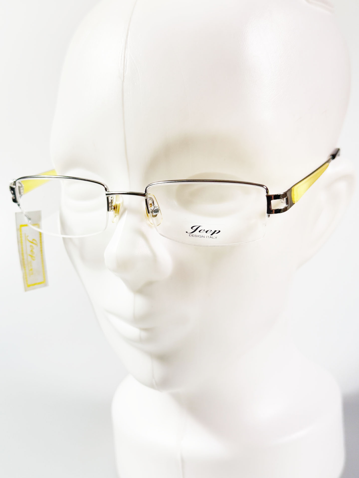 Jeep Silver Semi-Rimless Square Metal Frame Glasses